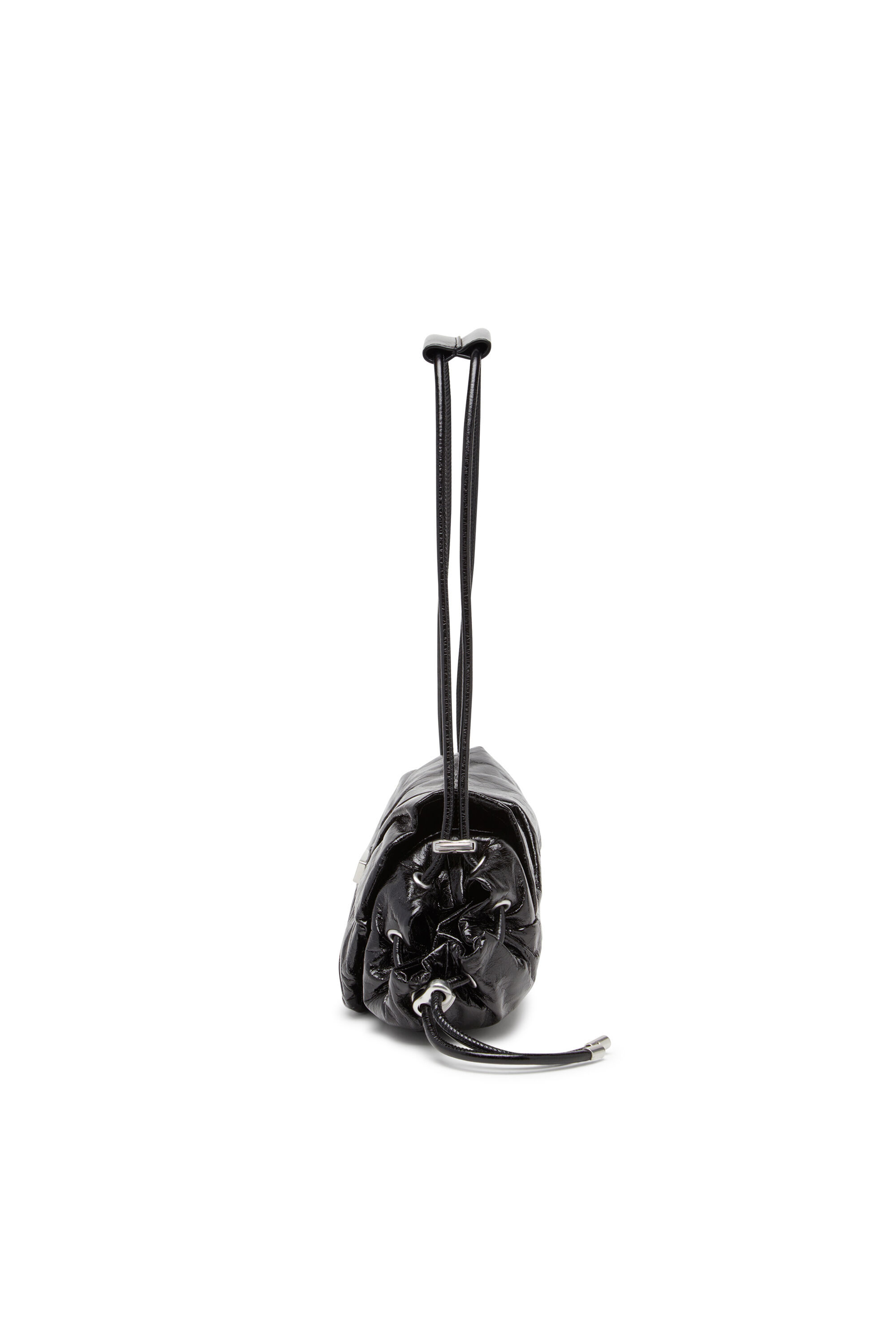 Diesel - SCRUNCH-D SHOULDER S, Woman's Scrunch-D S-Shoulder bag in scrunched leather in Black - 4