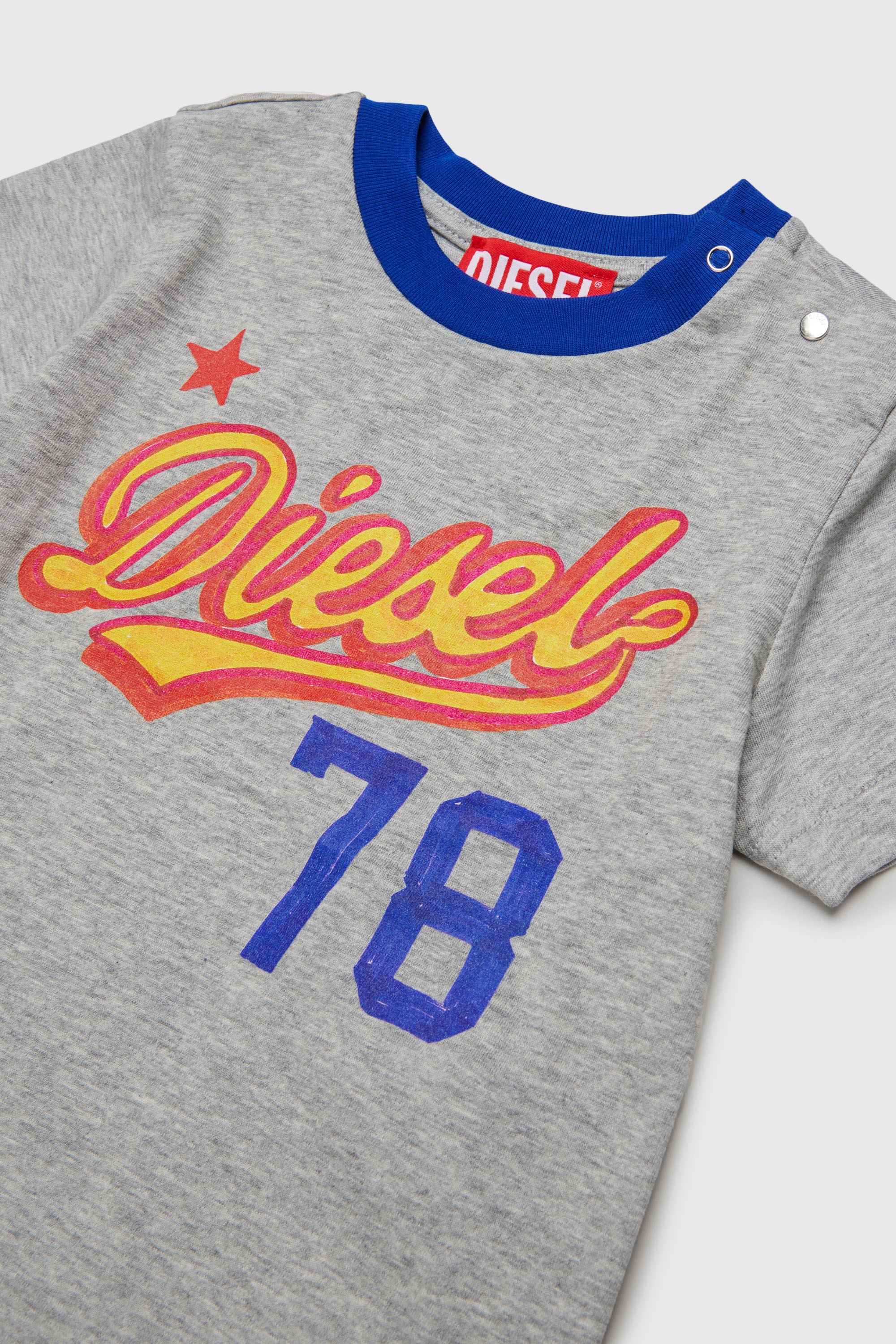 Diesel - TURSIB, Man's Cotton T-shirt with retro logo print in Grey - 3