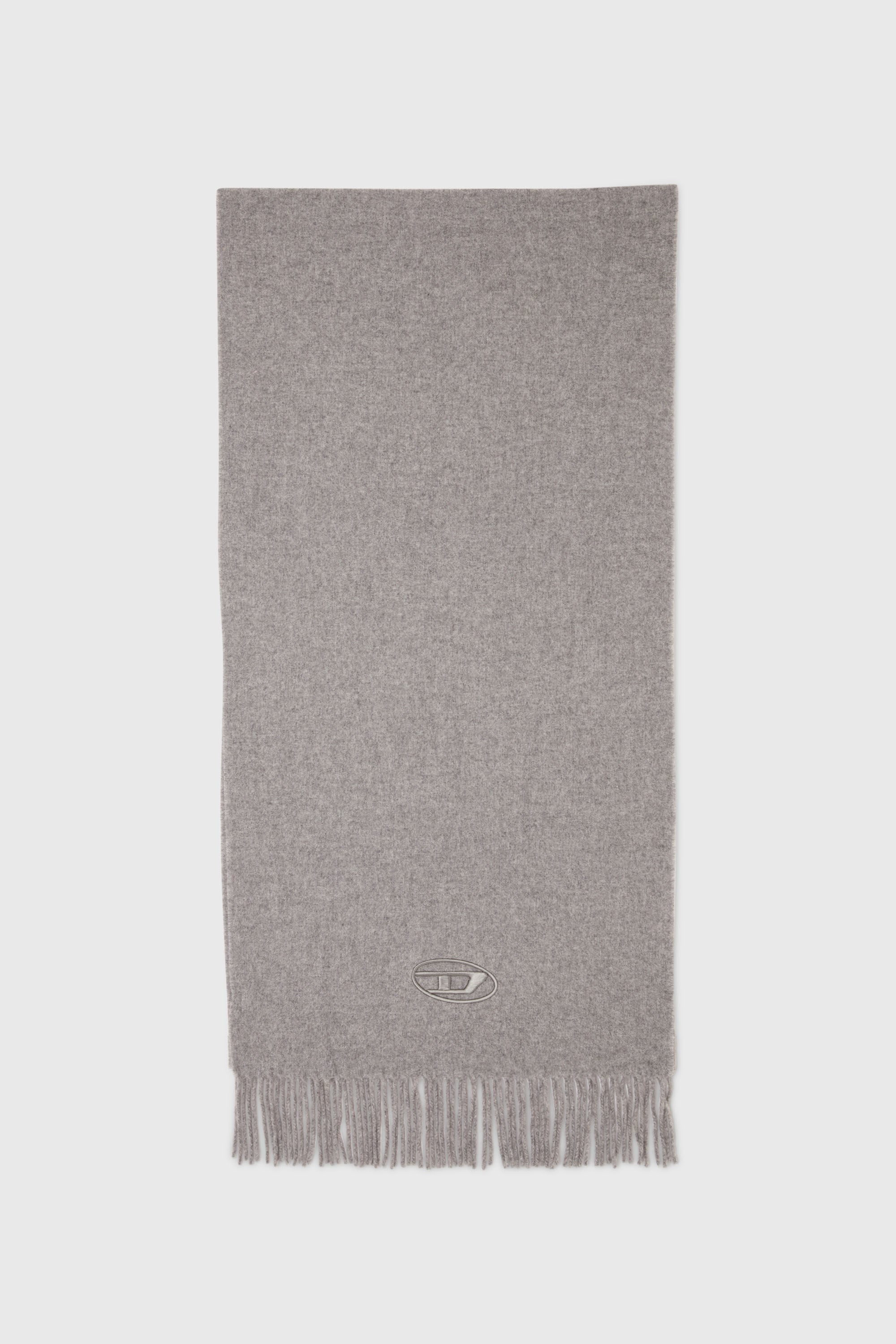 Diesel - S-IMON-D-LONG, Unisex's Wool-blend scarf with fringed edges in Grey - 1