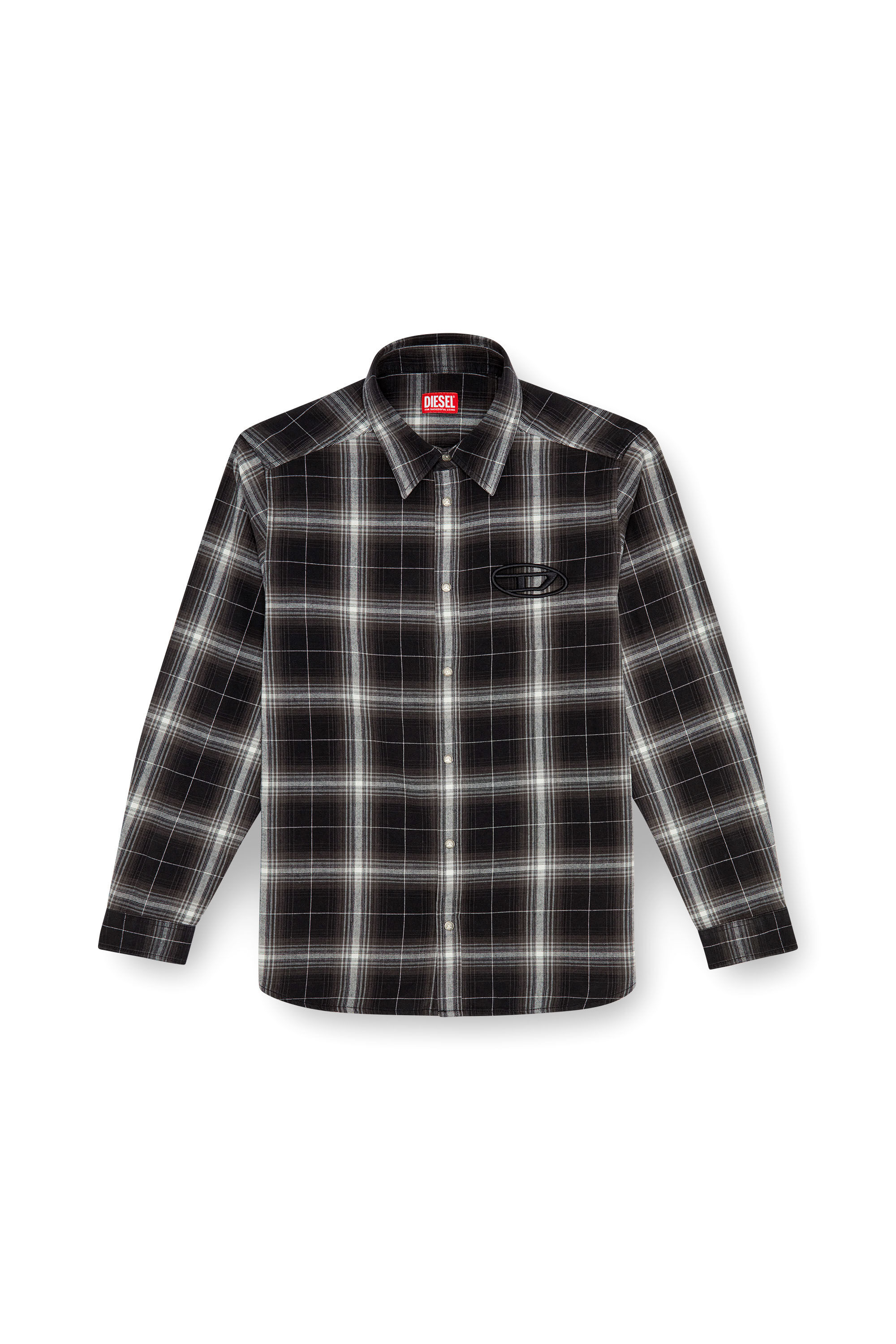 Diesel - S-SIMPLY-A, Man's Check flannel shirt in Black - 2
