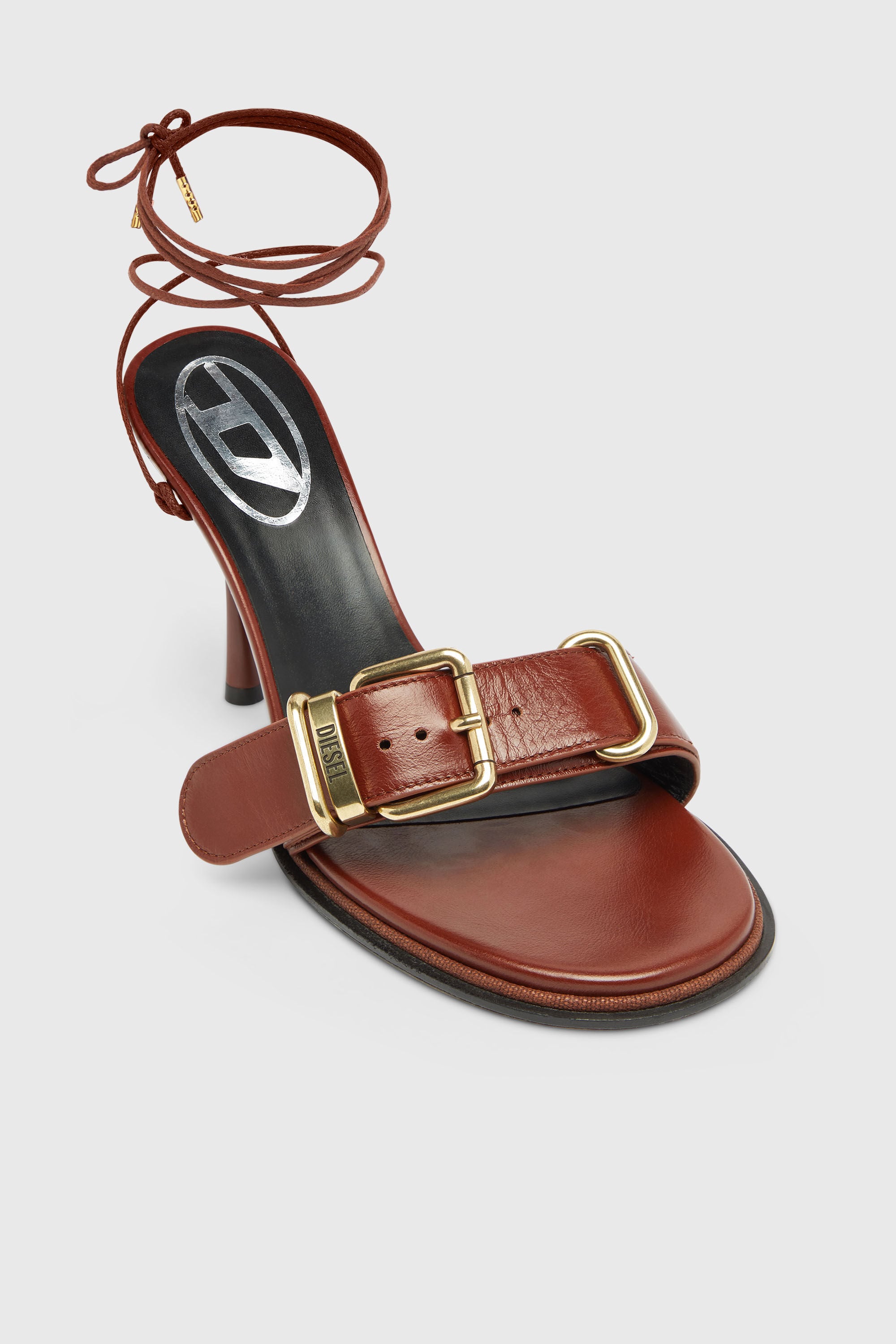 Diesel - D-COCCO-90-SA, Woman's D-Cocco-Ankle-wrap sandals in leather in Brown - 6