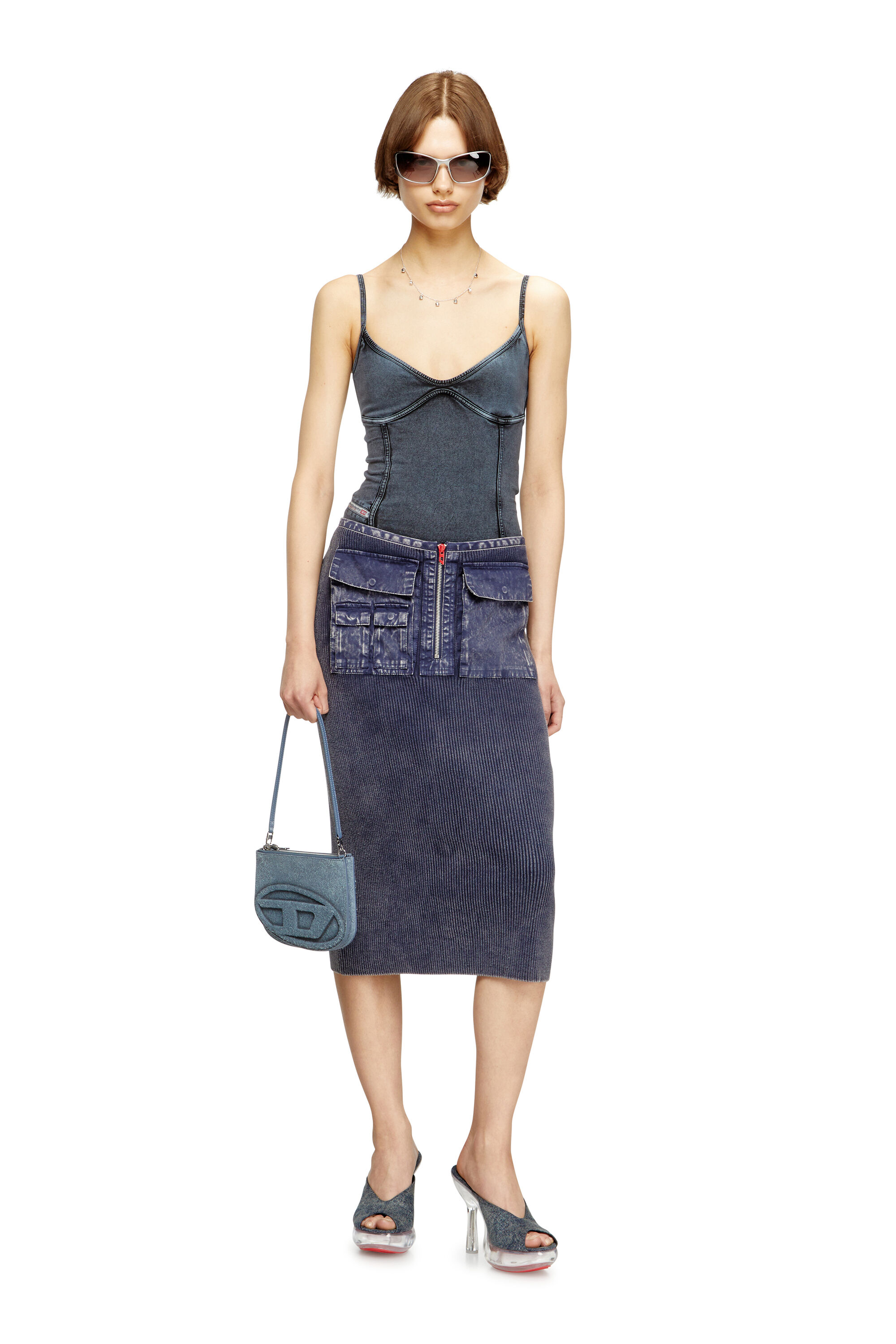 ショルダーバッグ・ポシェット DIESEL 1DR TWIN SHOULDER BAG IN DENIM Women's 1DR Twin-Double-pouch shoulder bag in solarised