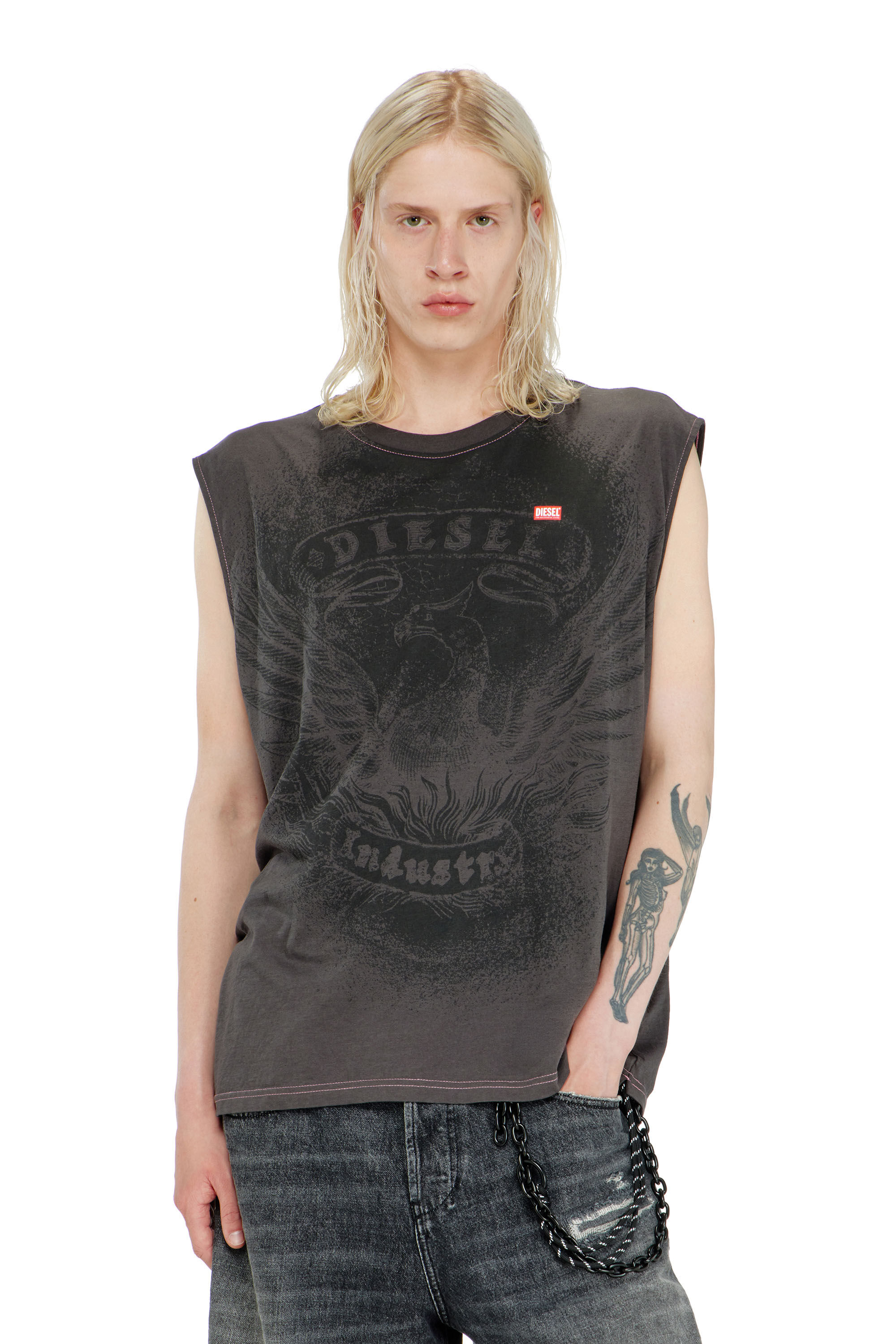 Diesel - T-BOXT-SL-NOTCH, Man's Sleeveless top in cotton with tonal graphic in null - 3
