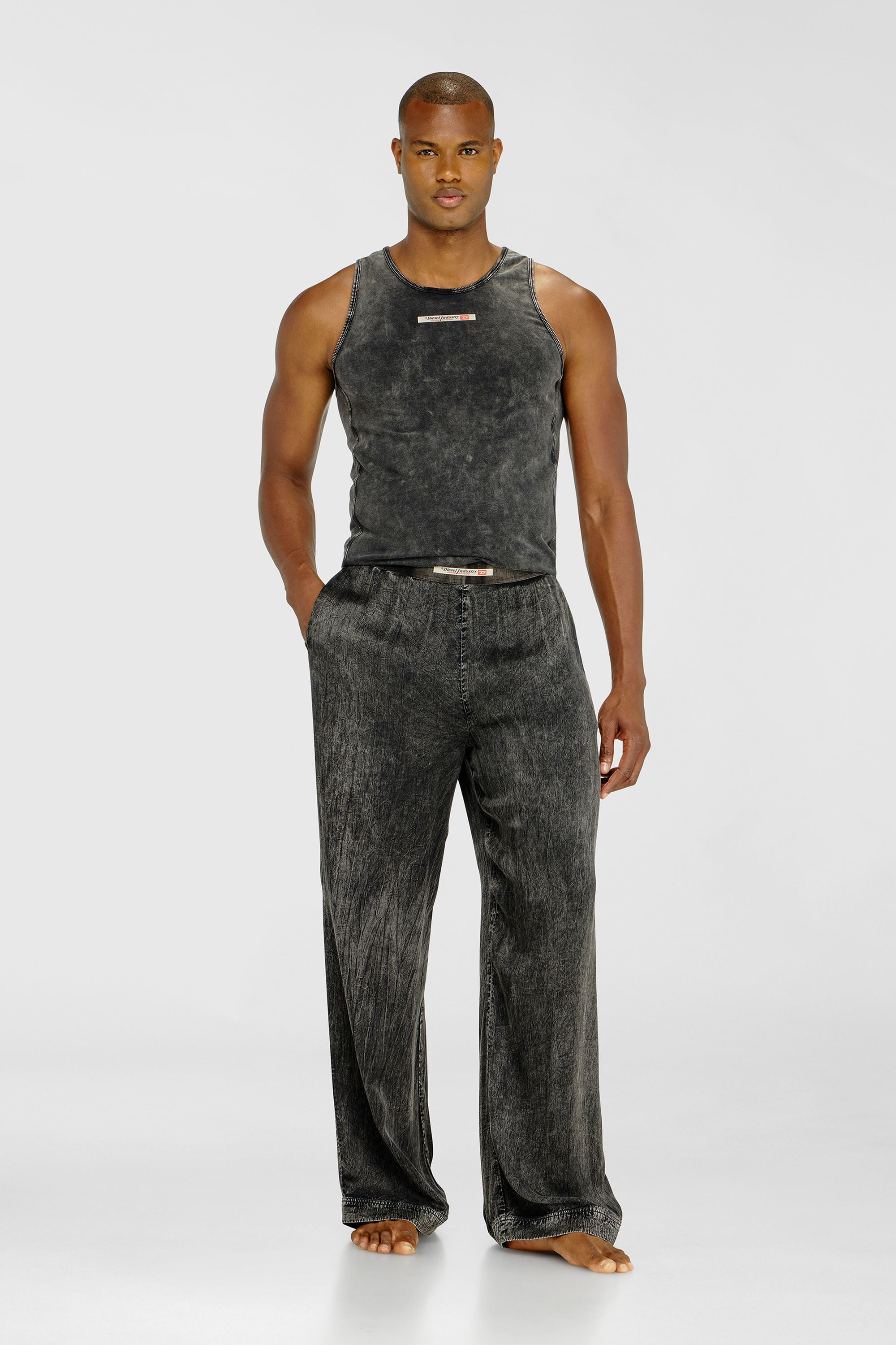 Diesel - ZAYNE-DNM, Man's Viscose pants with a fluid fit in Dark grey - 3