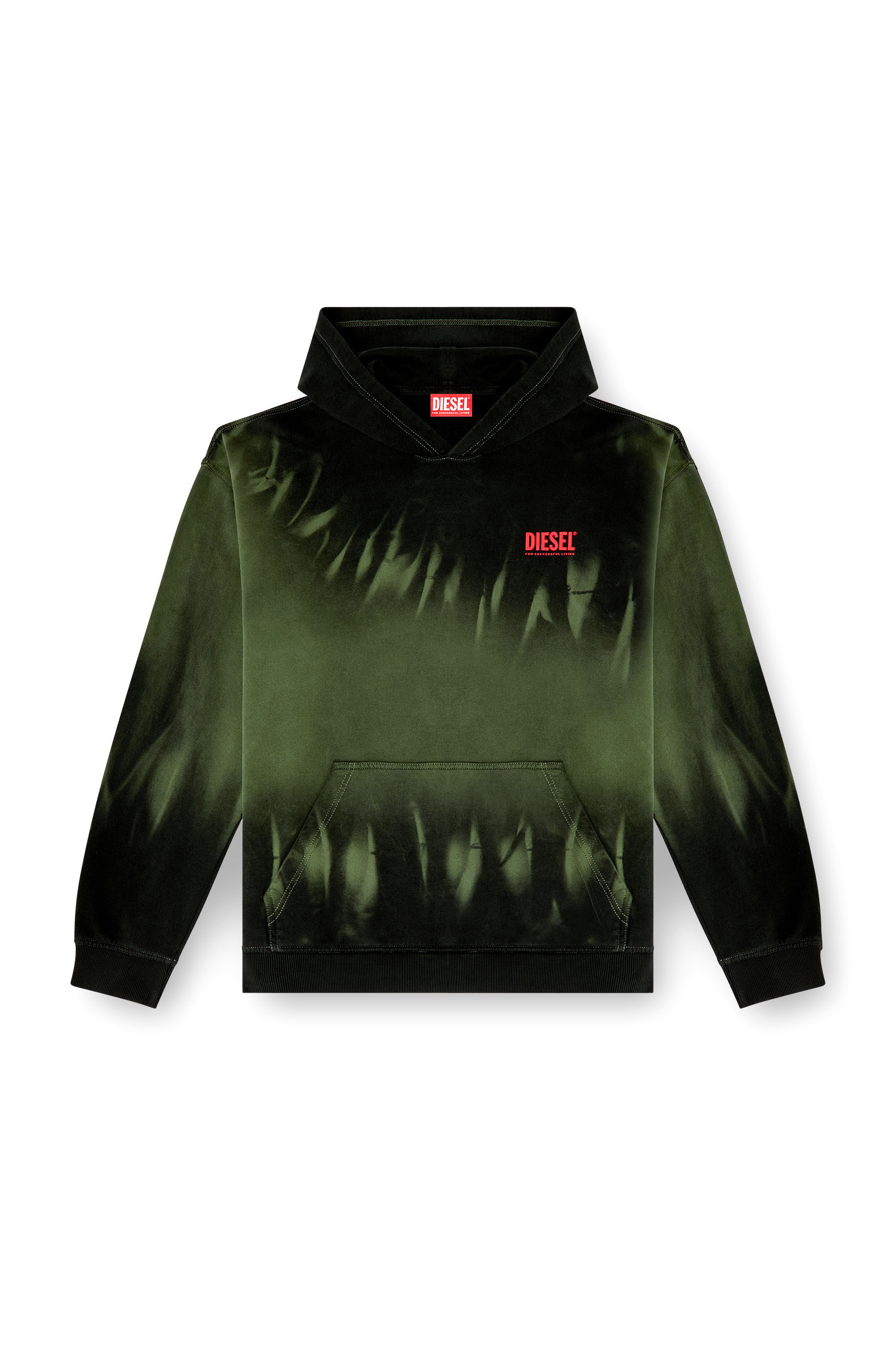 Men's Tie-dyed hoodie with logo print | Multicolor | Diesel