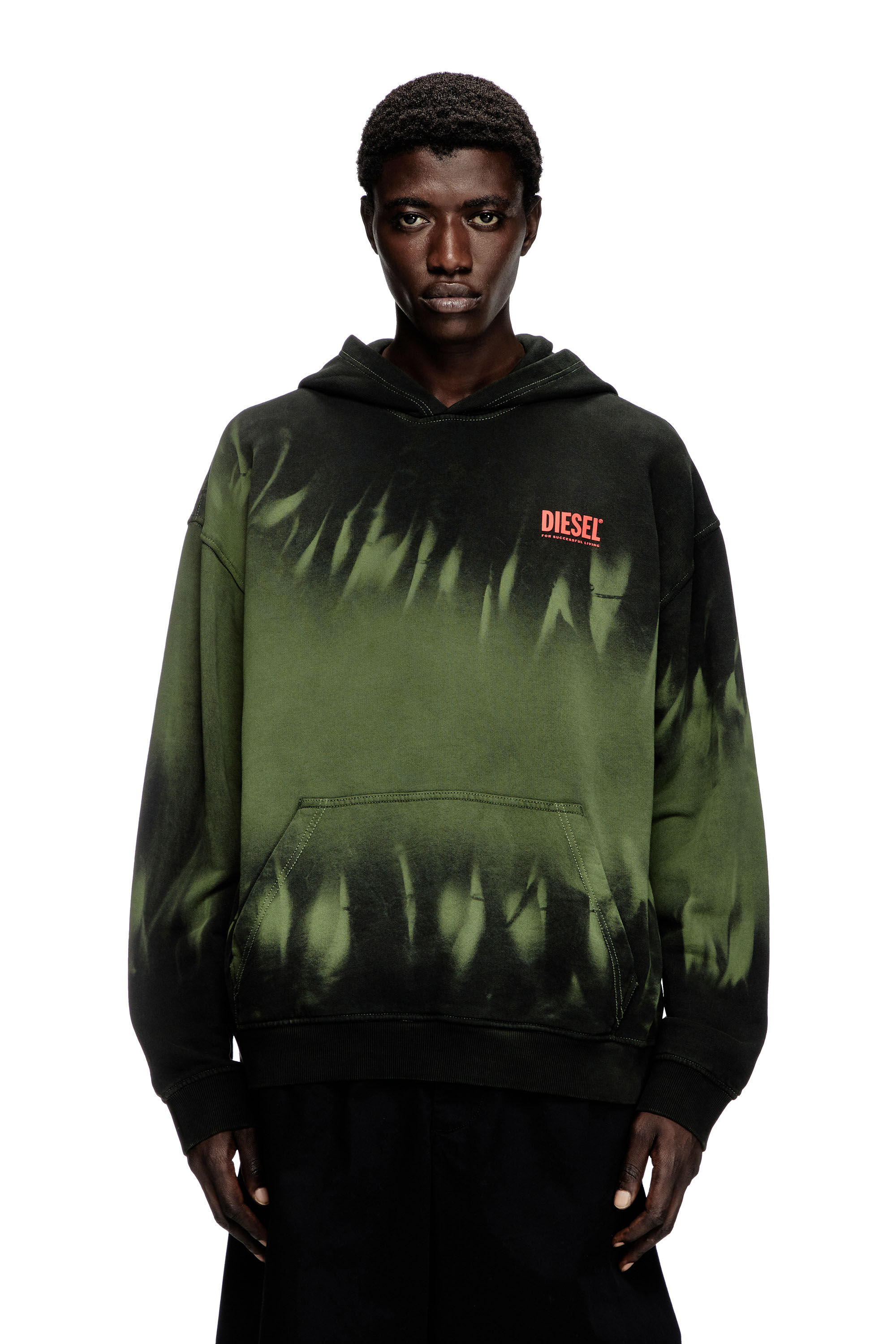 Men's Tie-dyed hoodie with logo print | Multicolor | Diesel