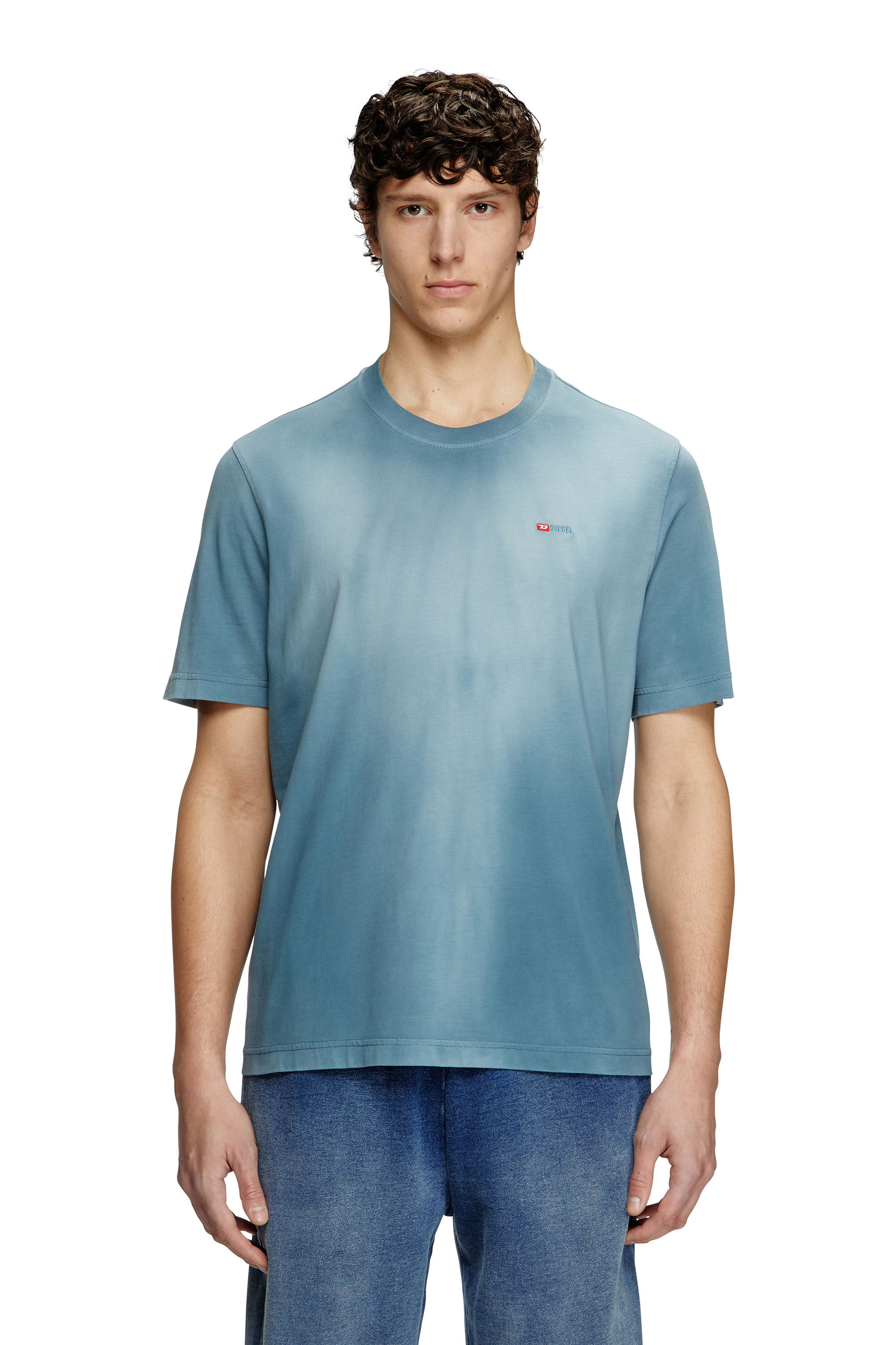 Diesel ディーゼル T-Adjust-R15 フェード Tシャツ Men's Faded T-shirt with micro logo embroidery | Black | Diesel