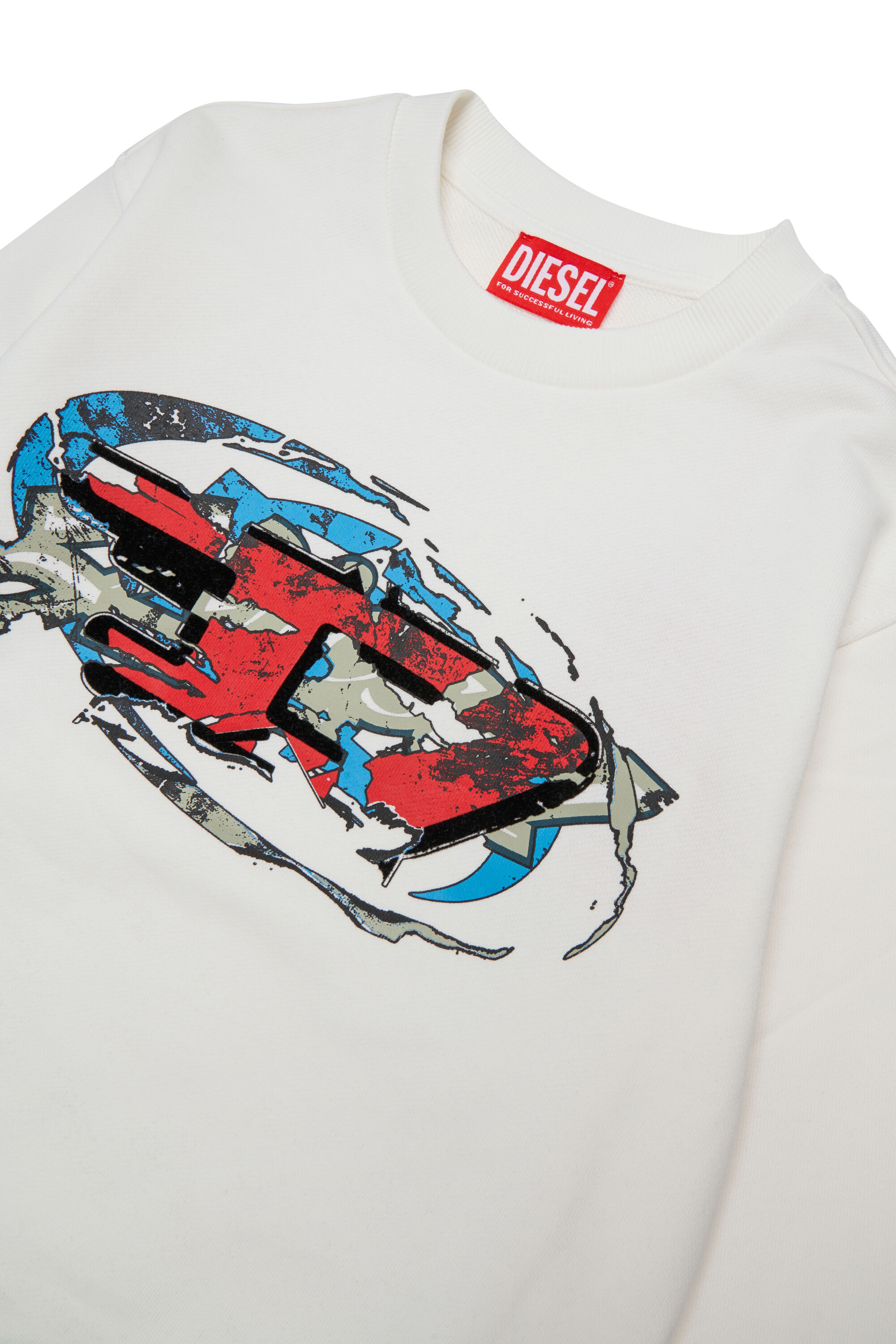 Diesel - SCRAP OVER, Man's Sweatshirt with Oval D graphic print in White - 3