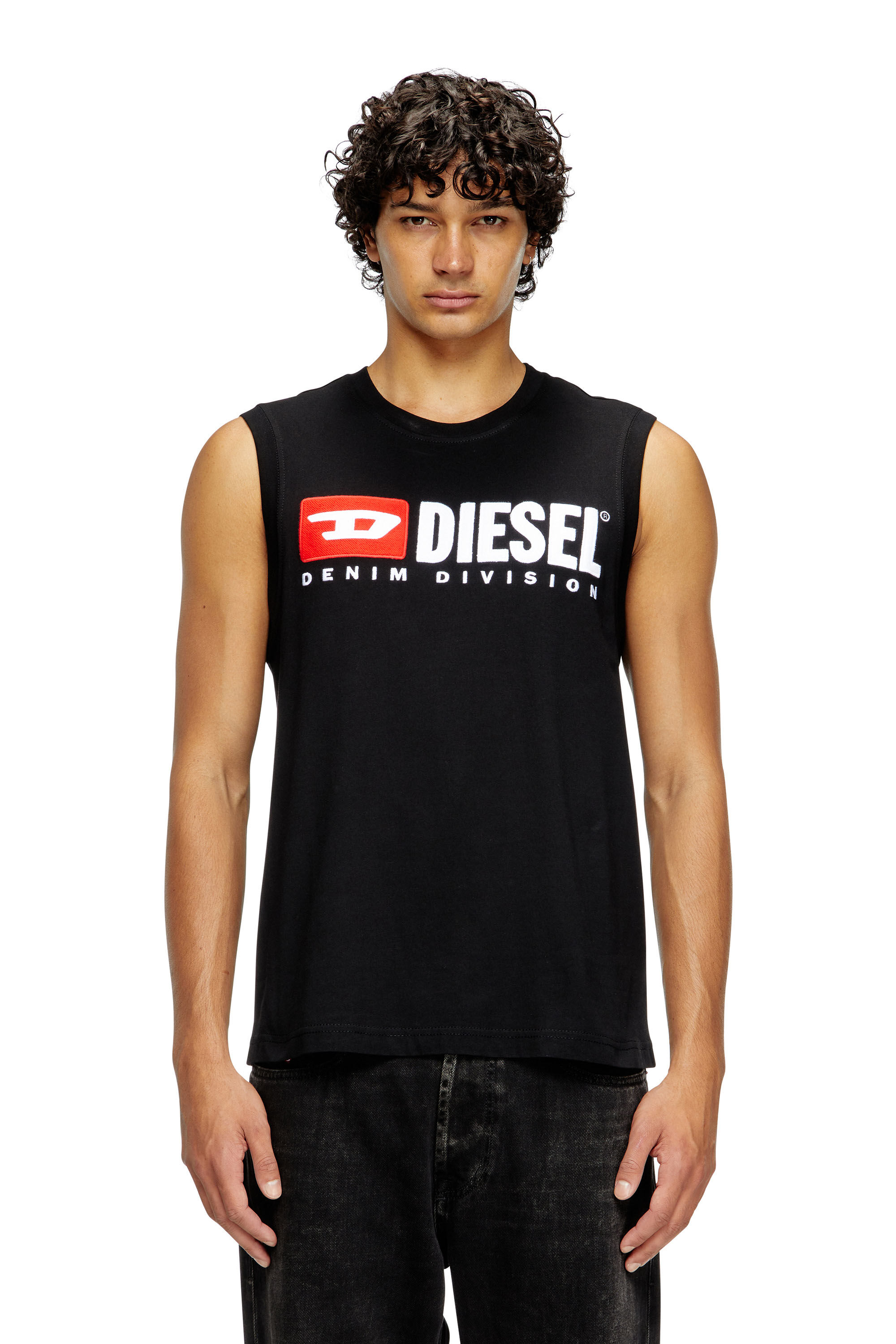 Diesel - T-ISCO-DIV, Man's Tank top with chest logo print in Black - 3