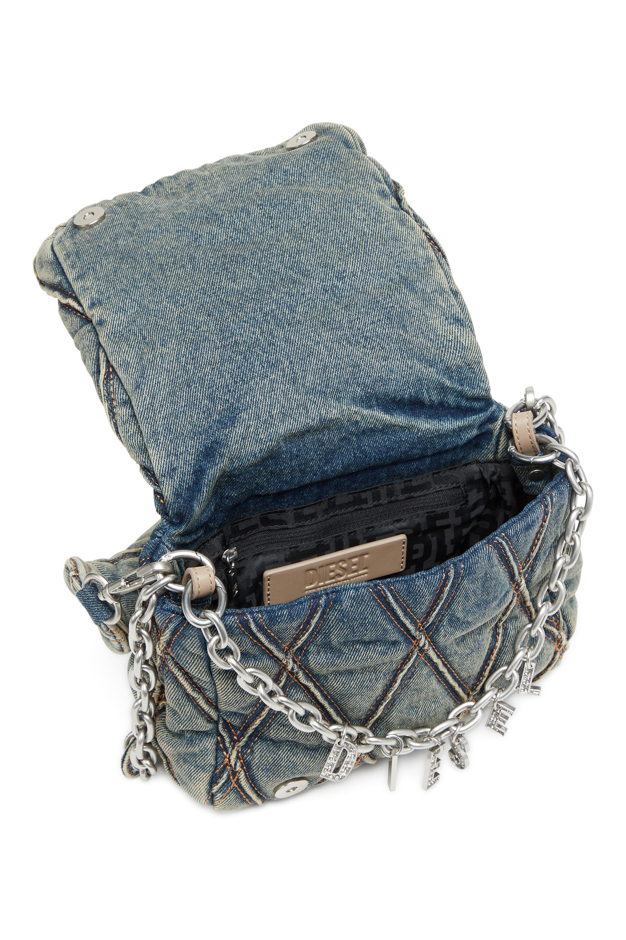Women's Charm-D S-Small handbag in quilted denim | Blue | Diesel