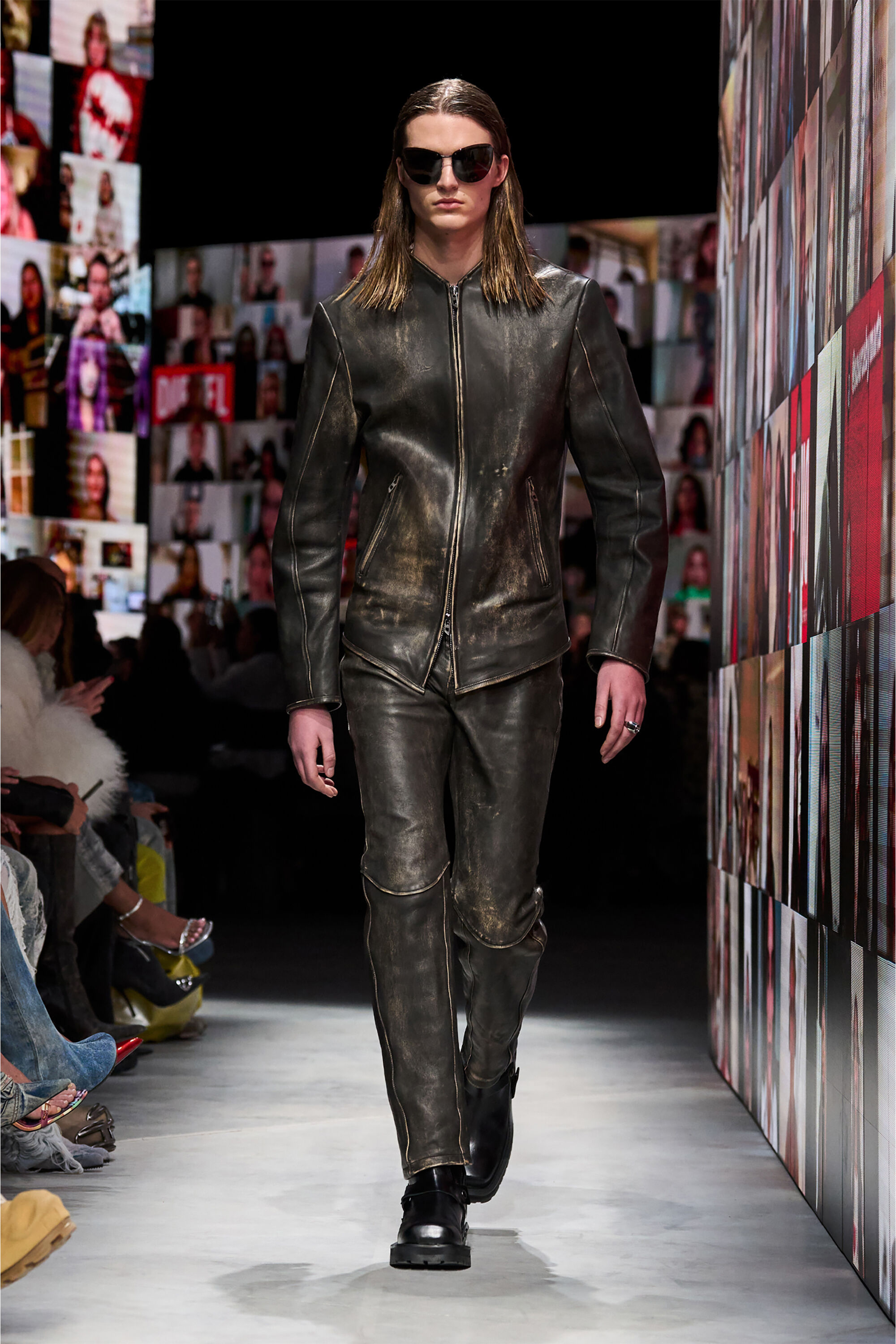 Distressed leather pants top