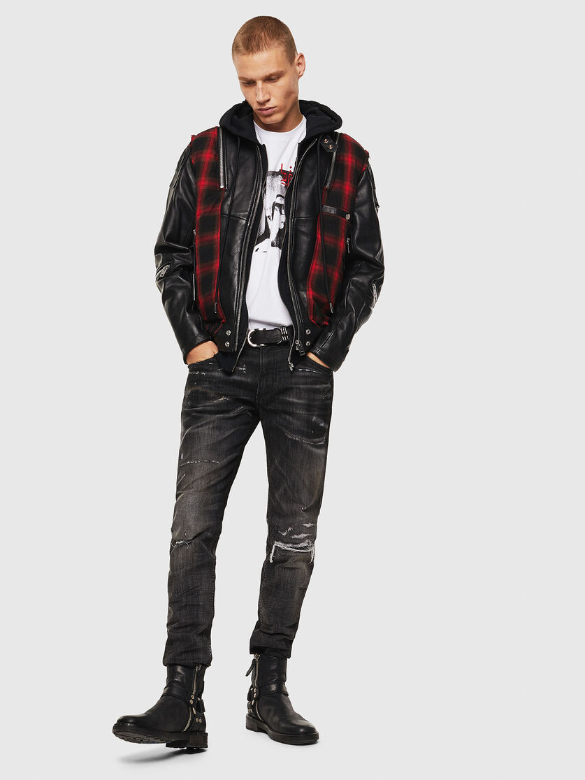 L-NORMAN Man: Leather jacket with triple-layer effect | Diesel