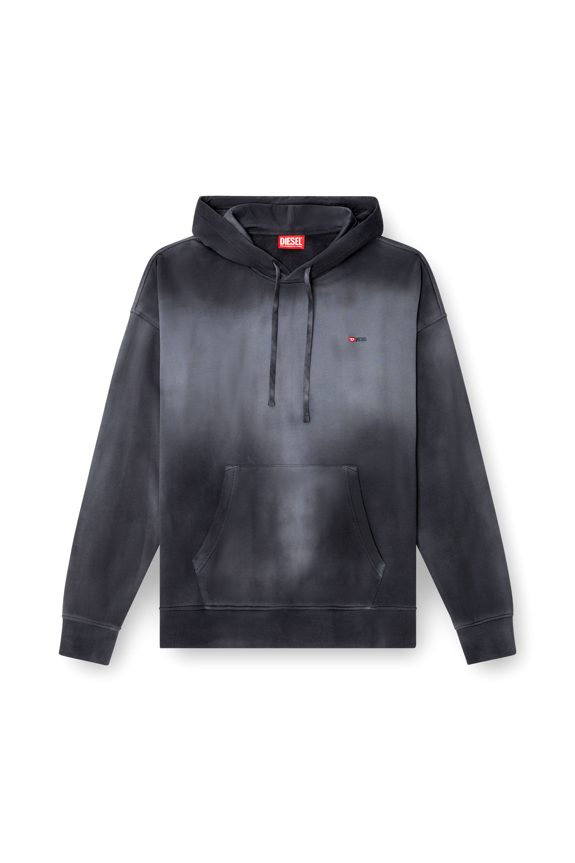 Diesel - S-ROB-HOOD-R2, Man's Faded hoodie with micro-logo embroidery in Black - 2