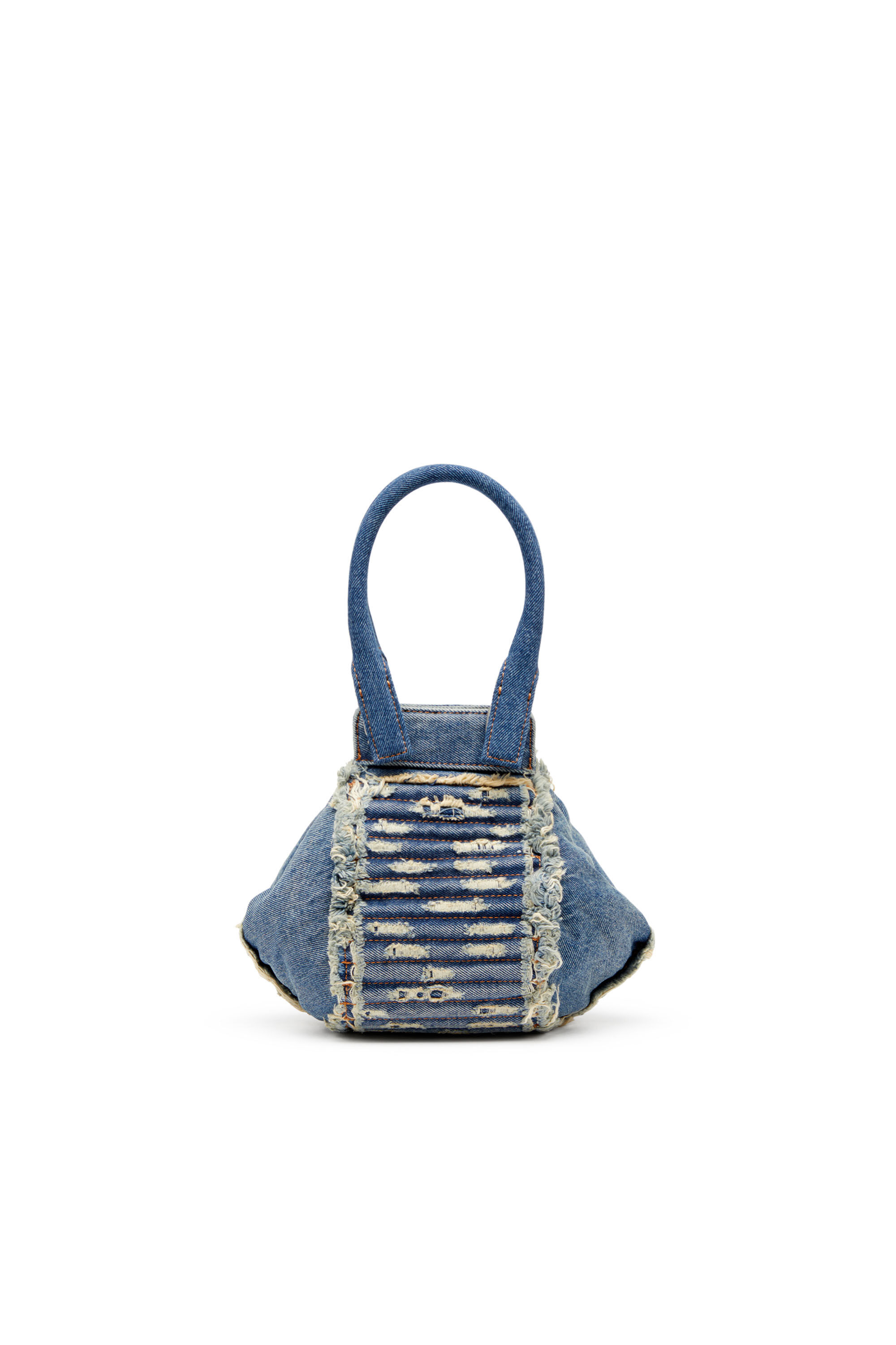 Diesel - D-VINA-XS, Woman's D-Vina-Xs-Handbag in distressed quilted denim in Blue - 3