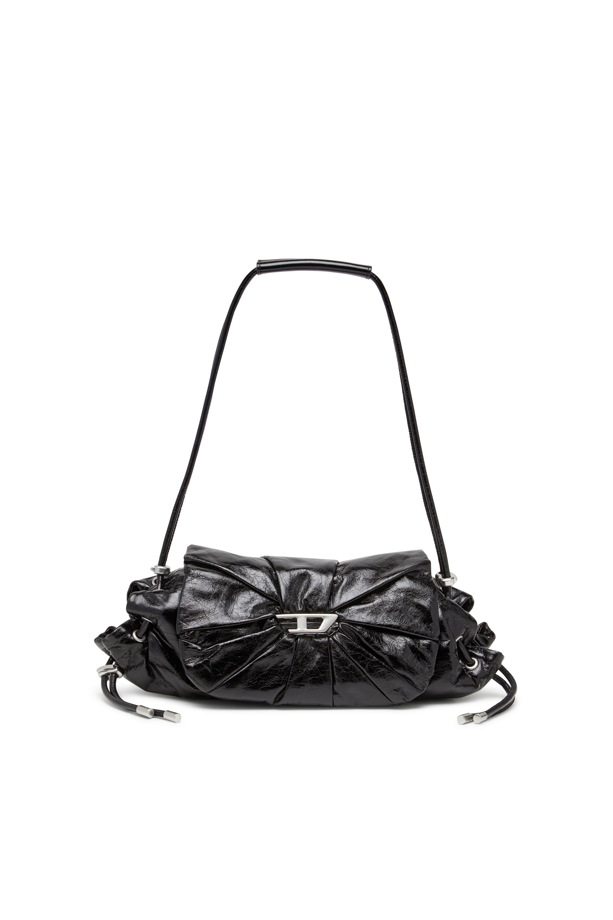 Diesel - SCRUNCH-D SHOULDER S, Woman's Scrunch-D S-Shoulder bag in scrunched leather in Black - 1