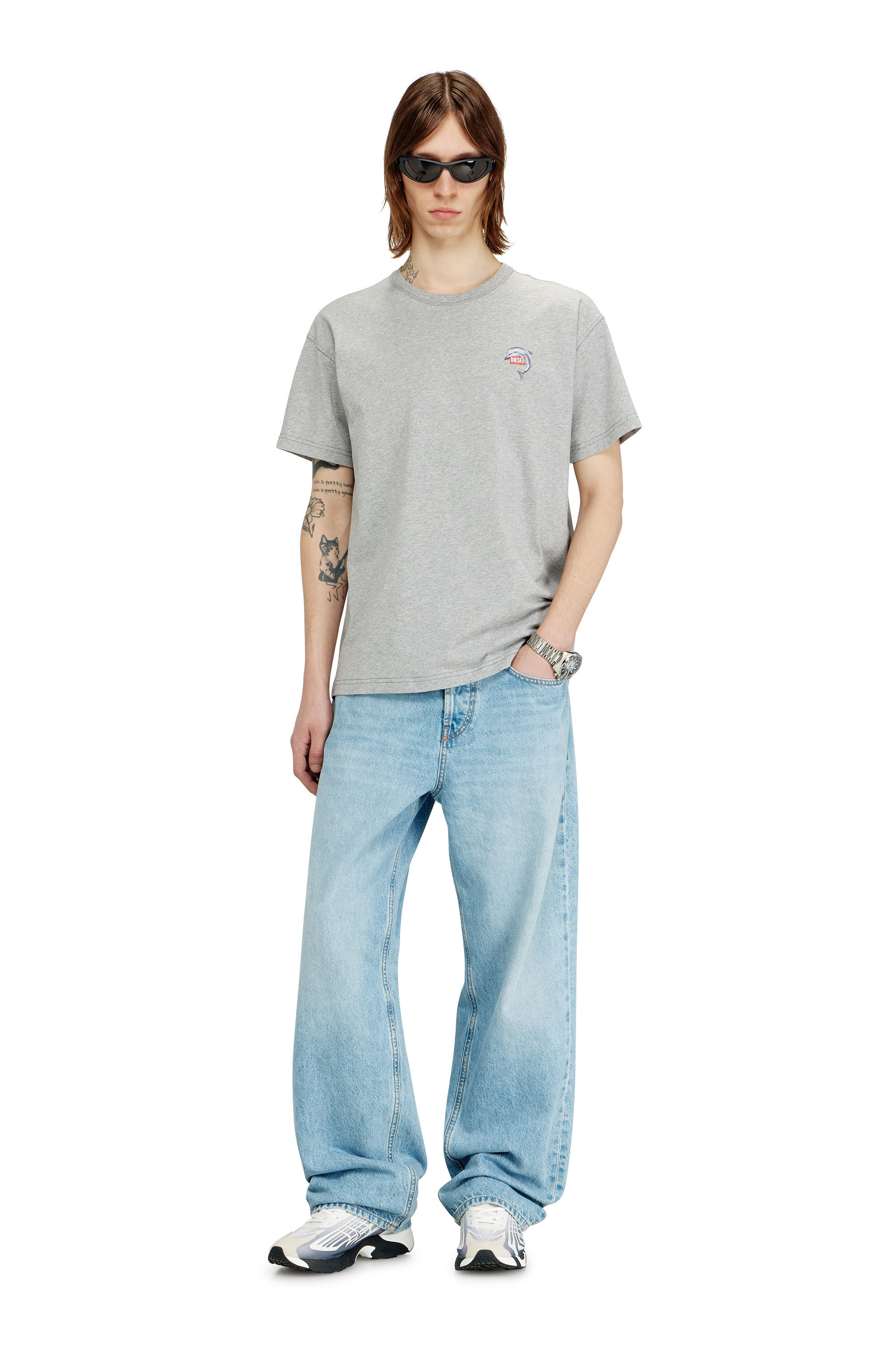 Diesel - T-NORM-DOLPHIN, Man's T-shirt with dolphin and logo print in null - 1