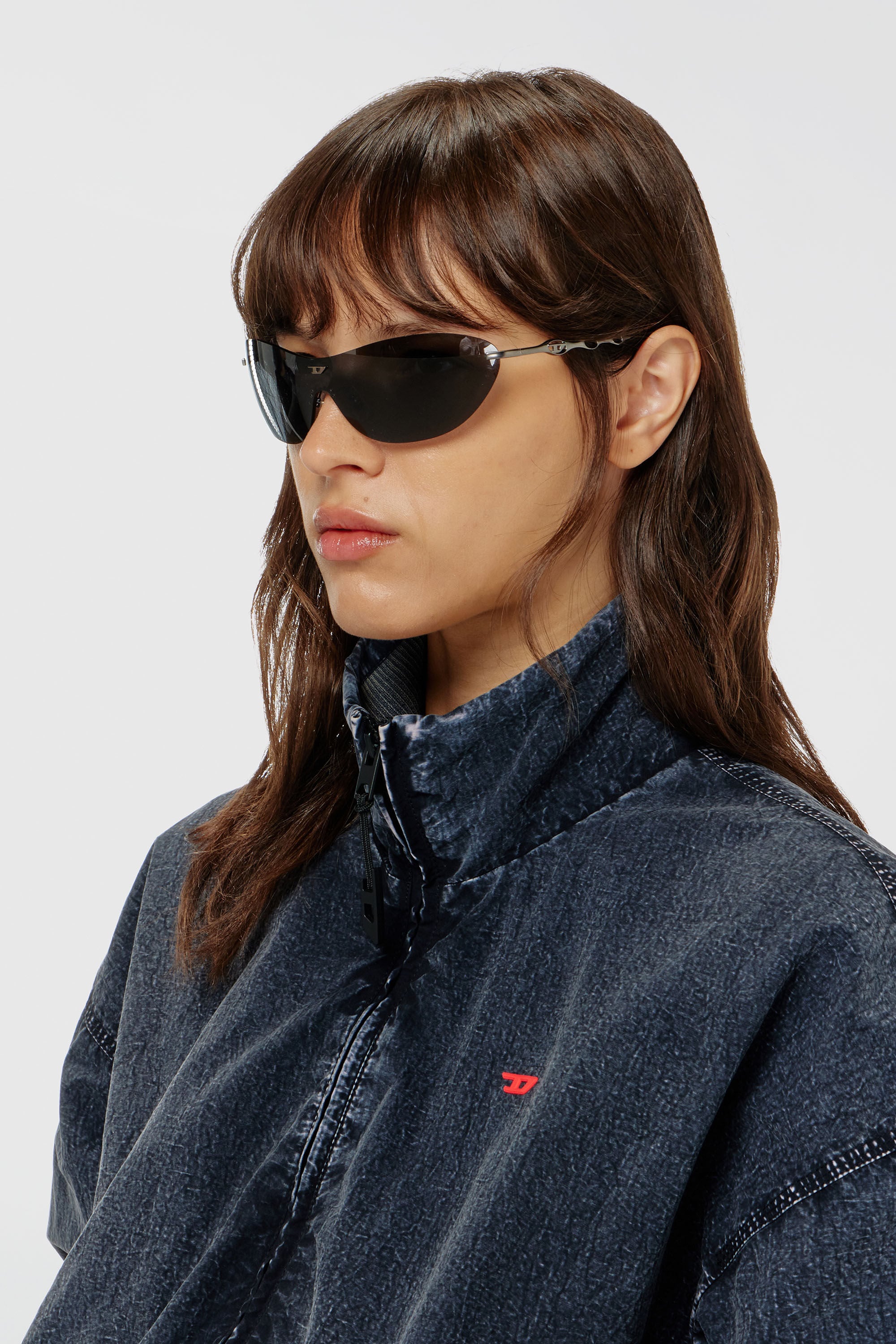 Diesel - G-LEAMER, Woman's Windbreaker jacket in acid-wash Taslan in Dark Blue - 5