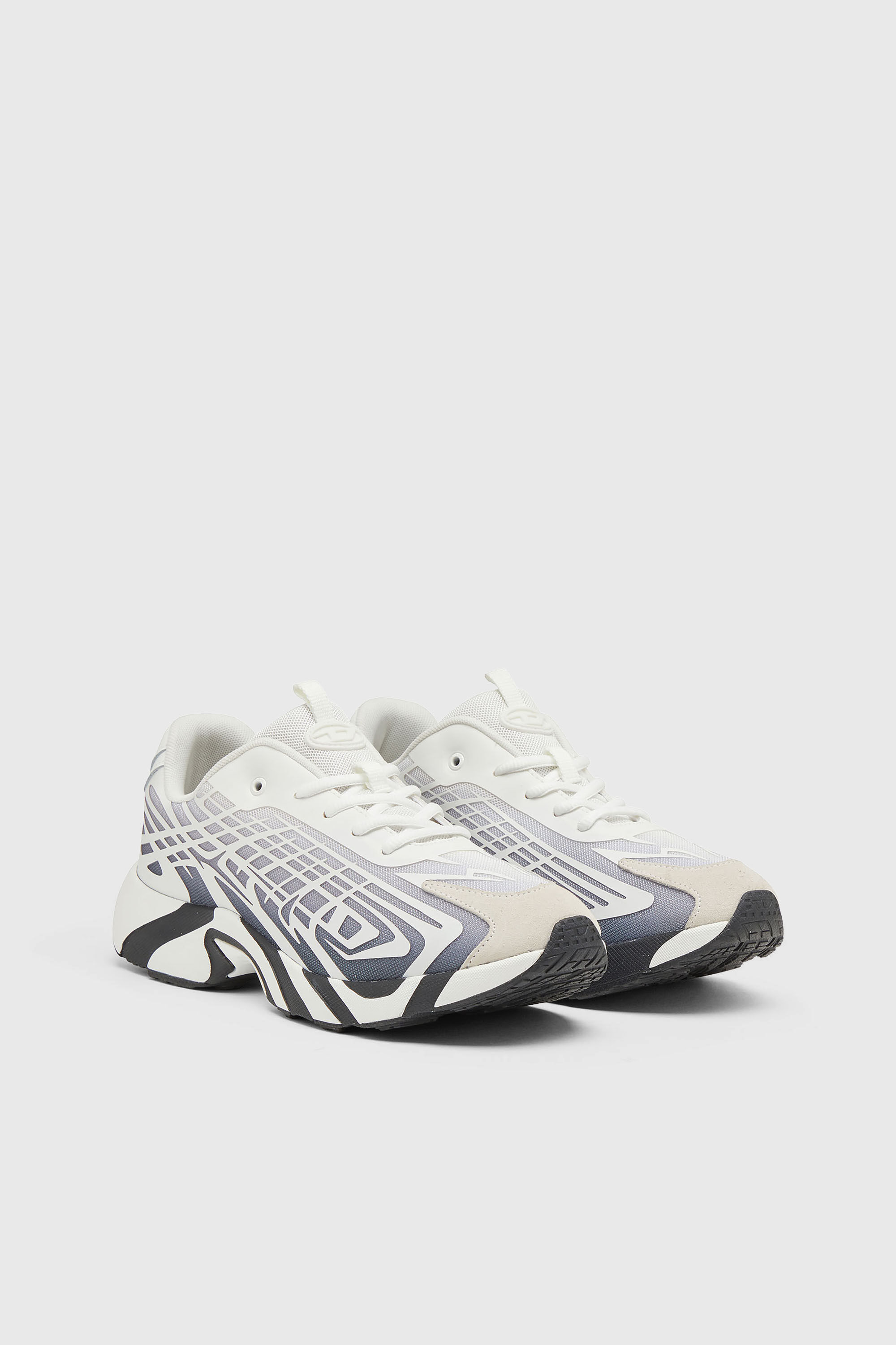 Diesel - S-D-VIT'S 500 LOW, Man's D-Vit-Sneakers in striped d&eacute;grad&eacute; mesh in White/Grey - 2