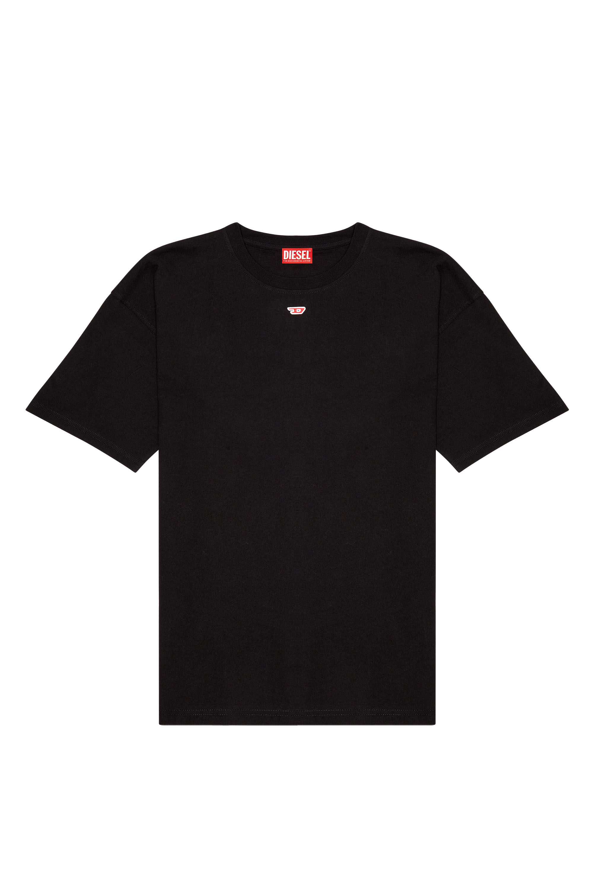 関税なし★DIESEL★A16841 レディースロゴTシャツ ブラック Women's T-shirt with embroidered D patch | Black | Diesel