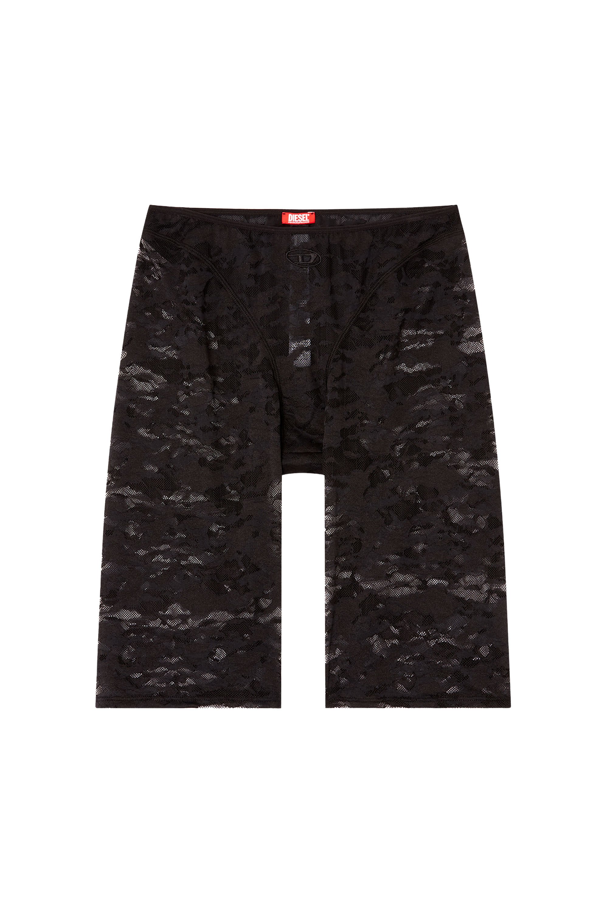 Diesel - KENDRA-UTLT, Woman's Camo lace bike shorts with lingerie detail in Black - 2
