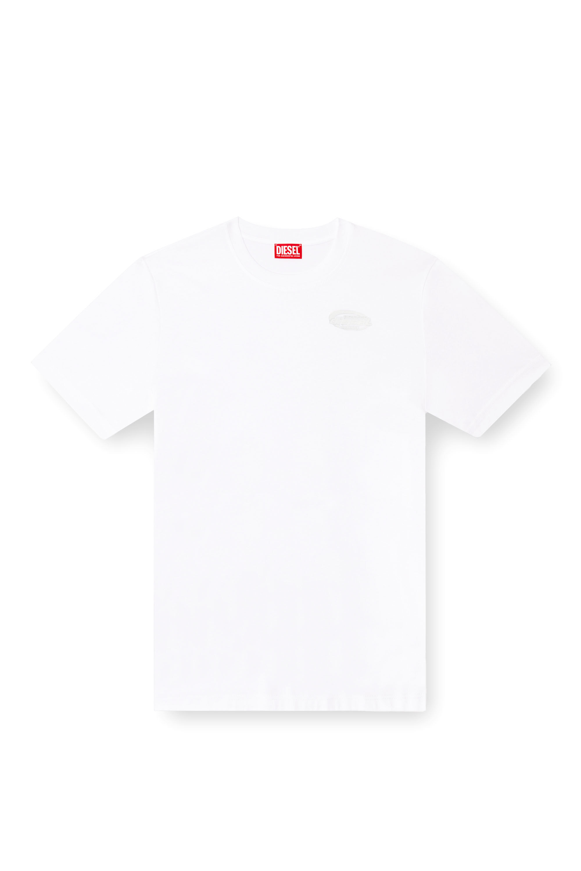 Men's Mercerized cotton T-shirt with tonal logo | White | Diesel