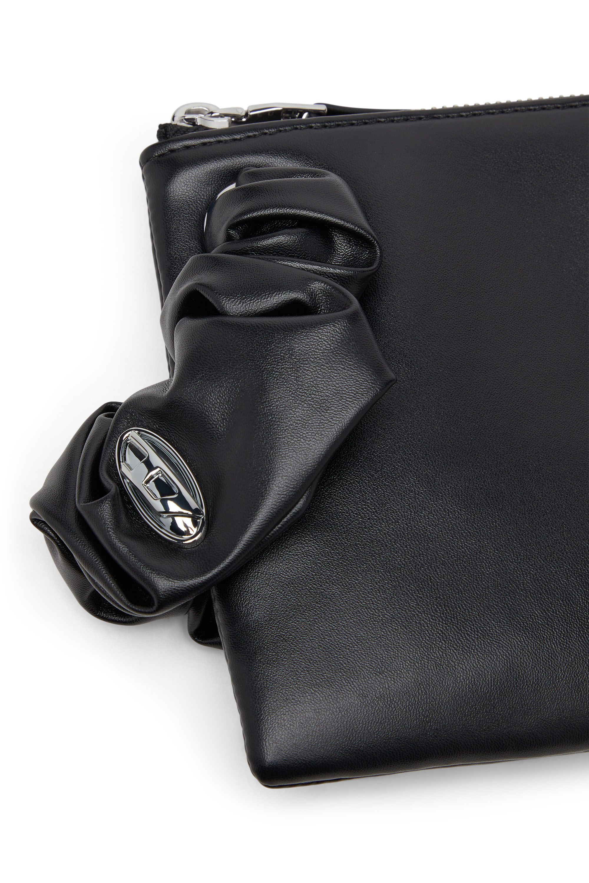 Diesel - GRAB-D POUCH, Woman's Zip pouch with scrunchie-style wristlet in Black - 5