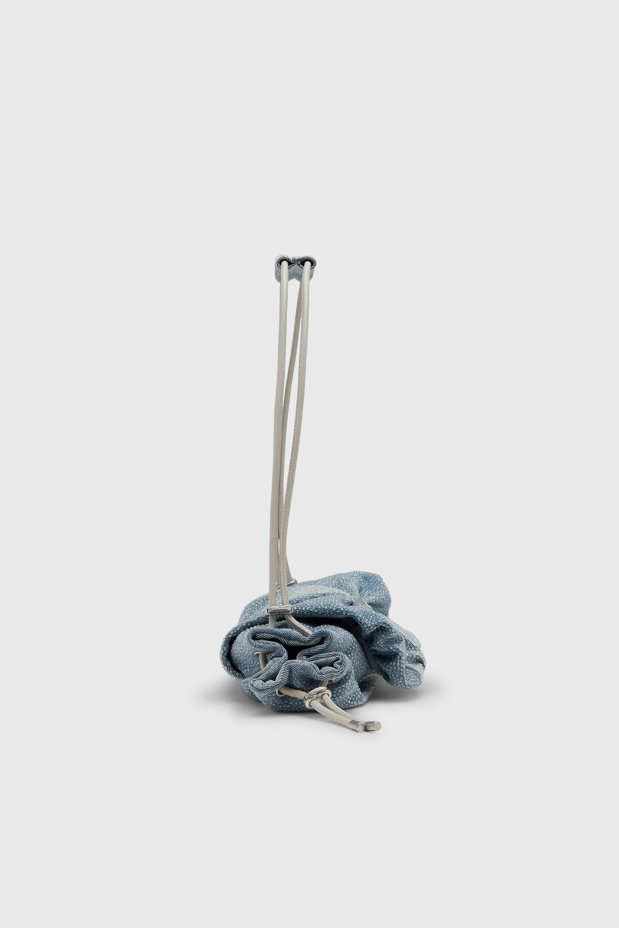 Diesel - SCRUNCH-D SHOULDER S, Woman's Scrunch-D - Shoulder bag in denim with transparent crystals in Blue - 4