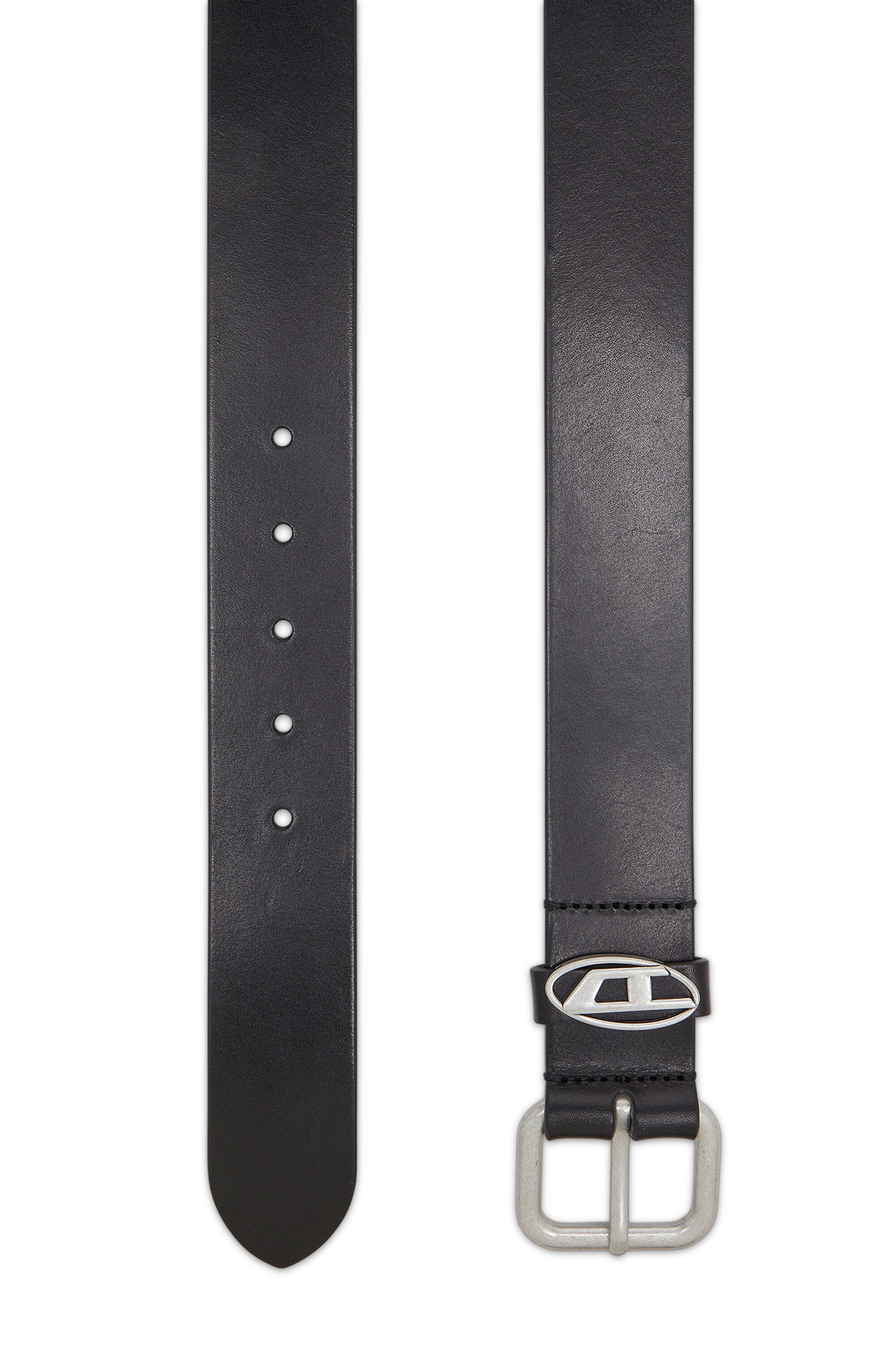 Diesel - B-1DR OVAL D LOOP, Unisex's 4 cm matte leather belt with metal buckle in Black - 2