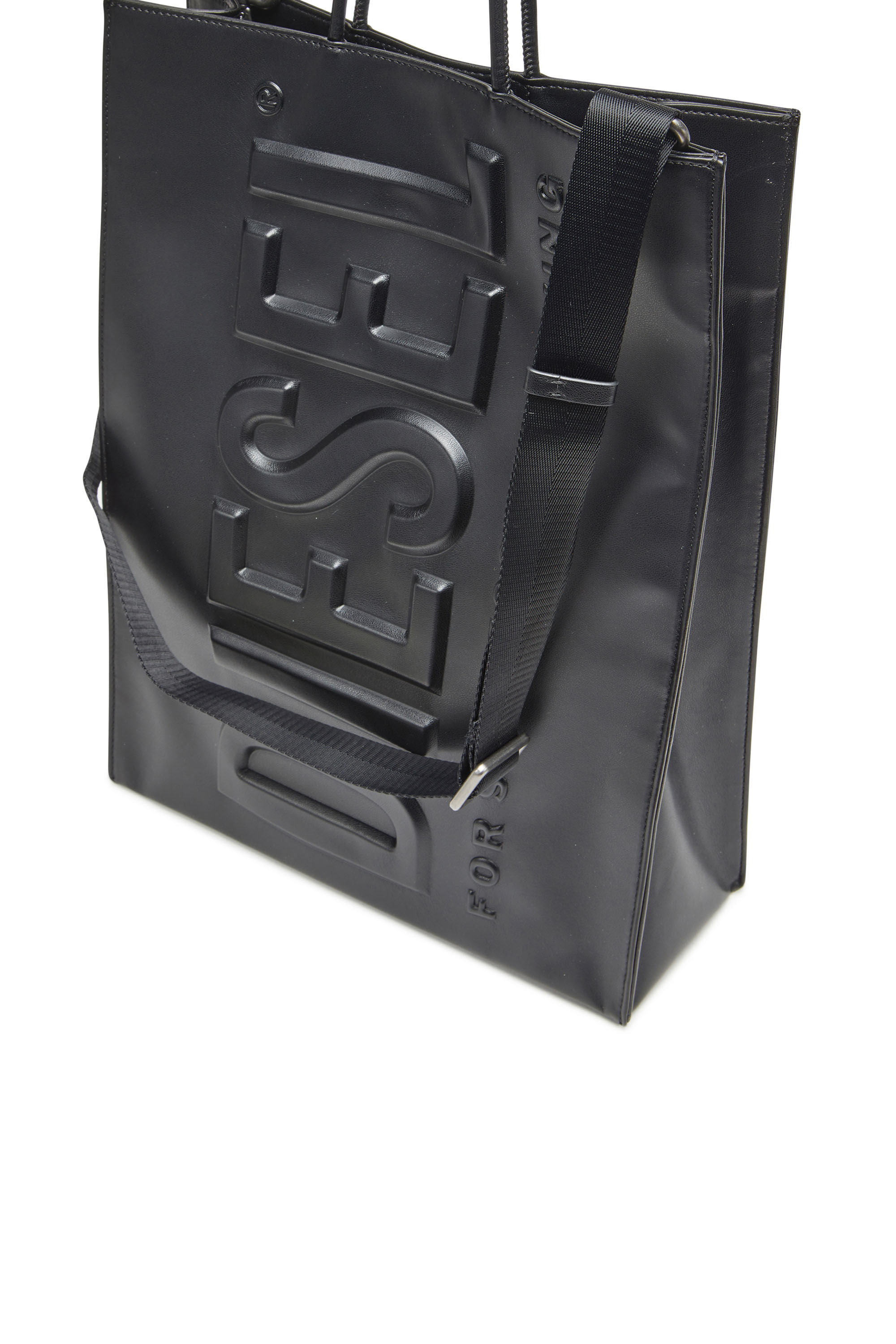 ディーゼルDIESEL トートバッグ　 Dsl 3d Shopper M X DSL 3D SHOPPER M X Dsl 3D M-PU tote bag with embossed logo