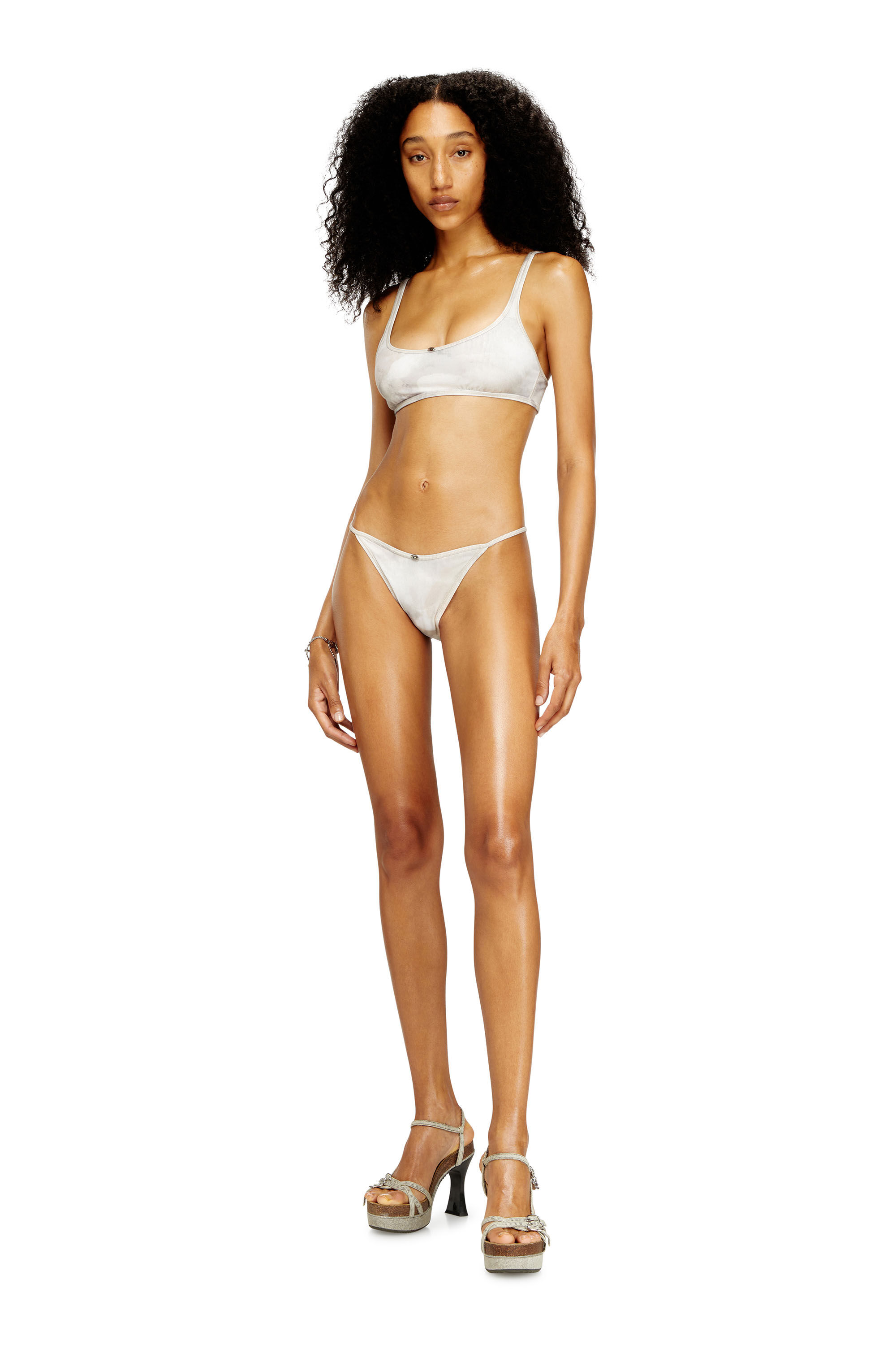 Diesel - CAMILLA-UTLT, Woman's Ribbed bikini bottoms with camo print in White - 2