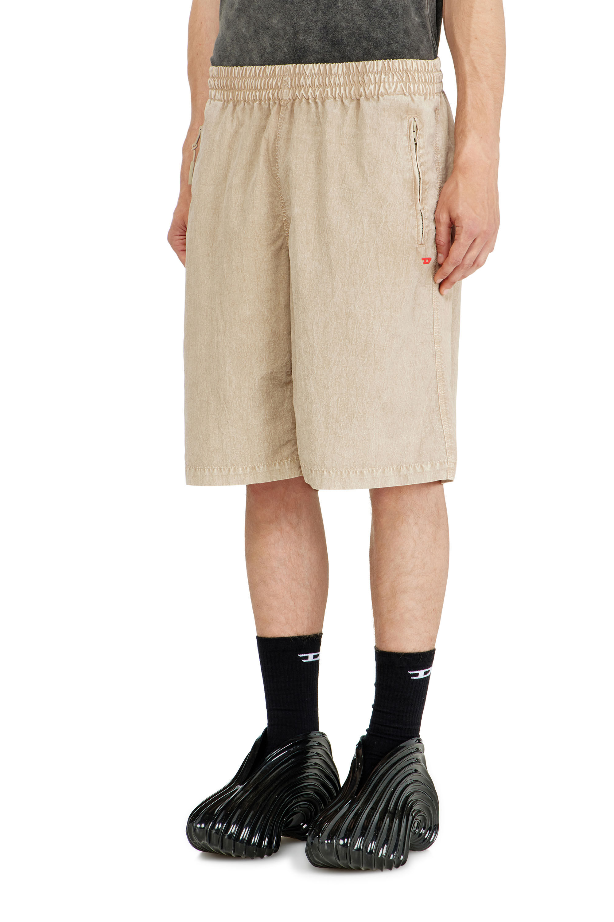Diesel - P-THECK-SHORT-PLBH, Man's Treated nylon shorts in Beige - 3