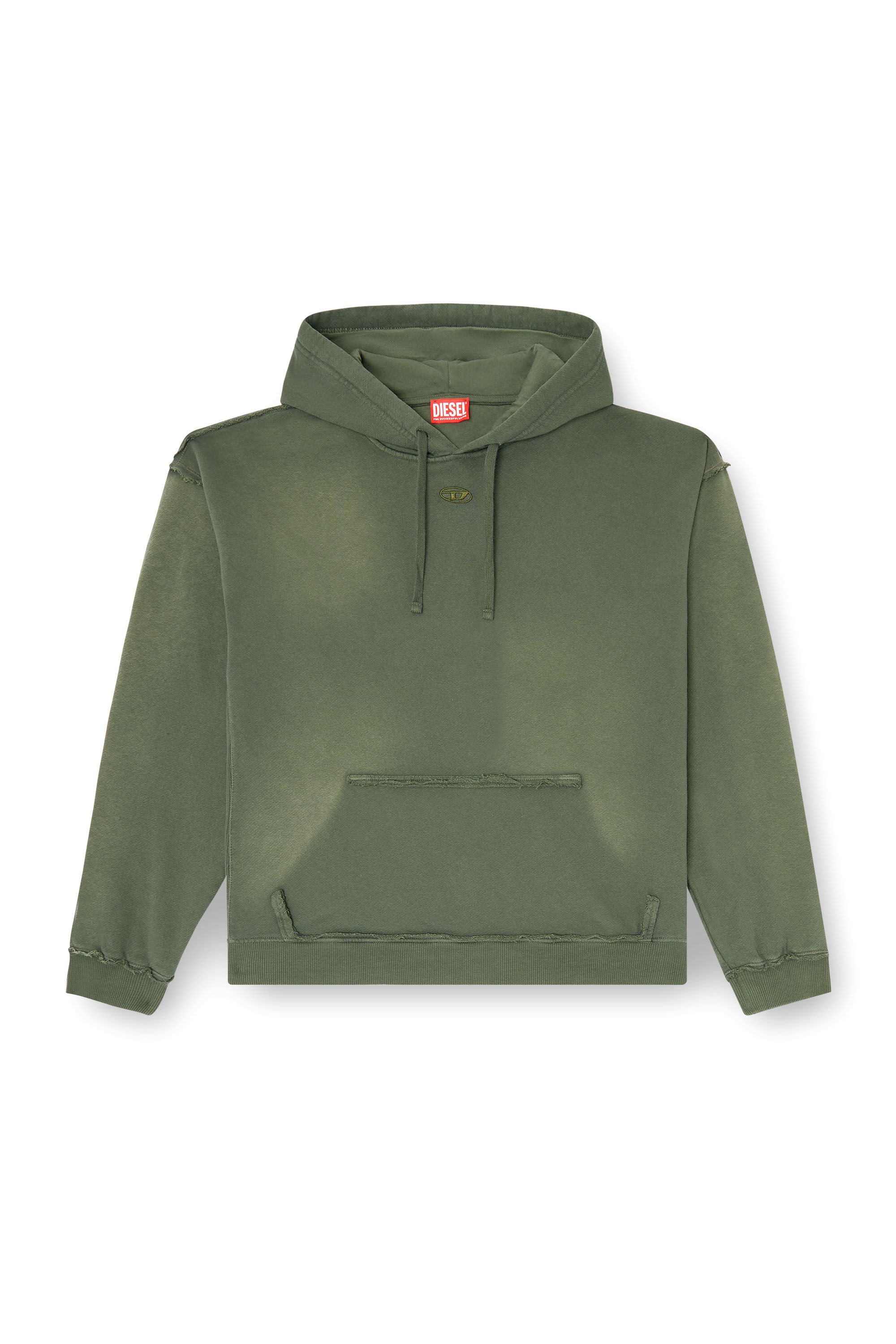 Diesel - S-POCK-HOOD, Man's Faded cotton hoodie with frayed details in null - 2