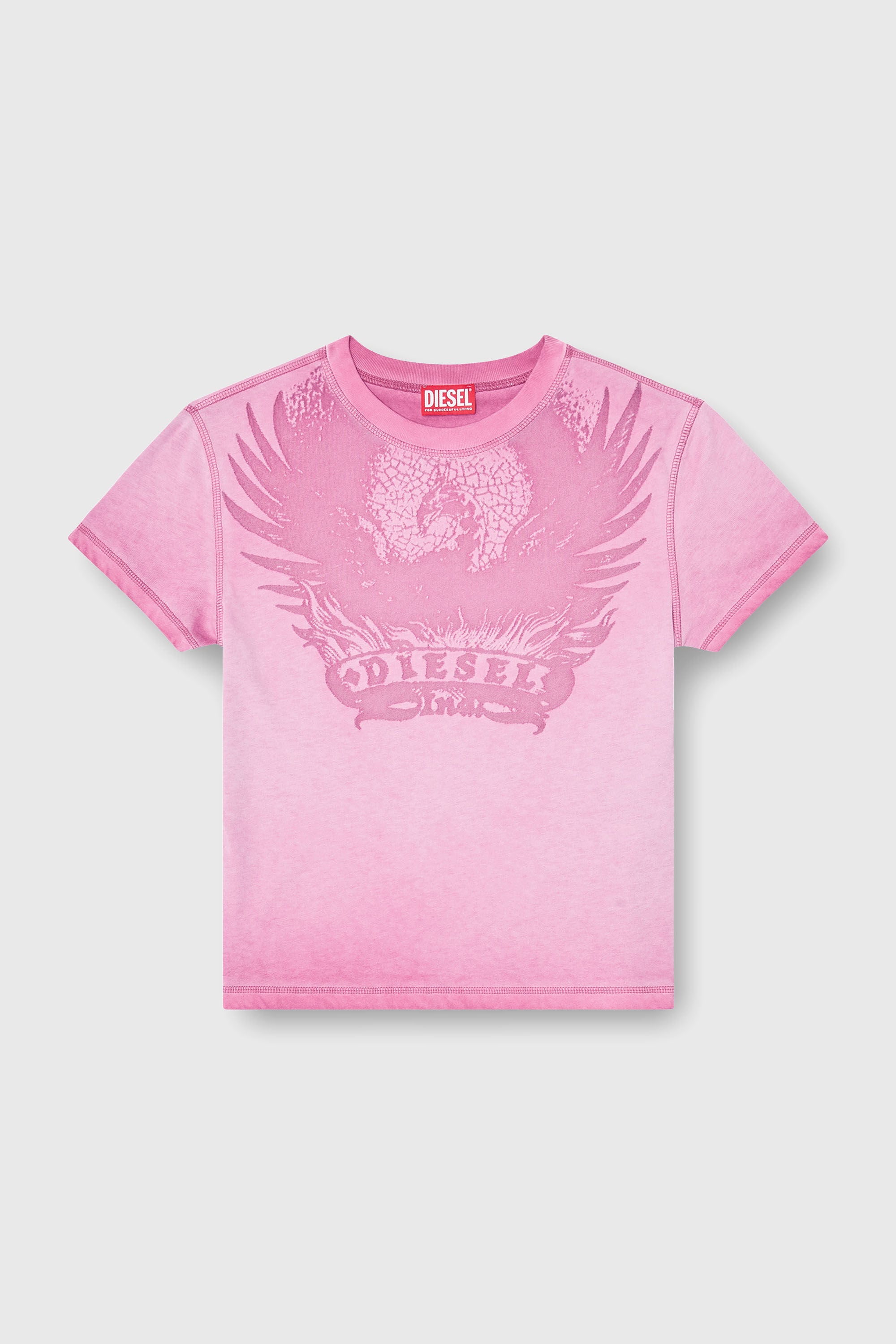Diesel - T-ILA-AA7, Woman's Slim T-shirt with d&eacute;vor&eacute; Phoenix in Hot pink - 2