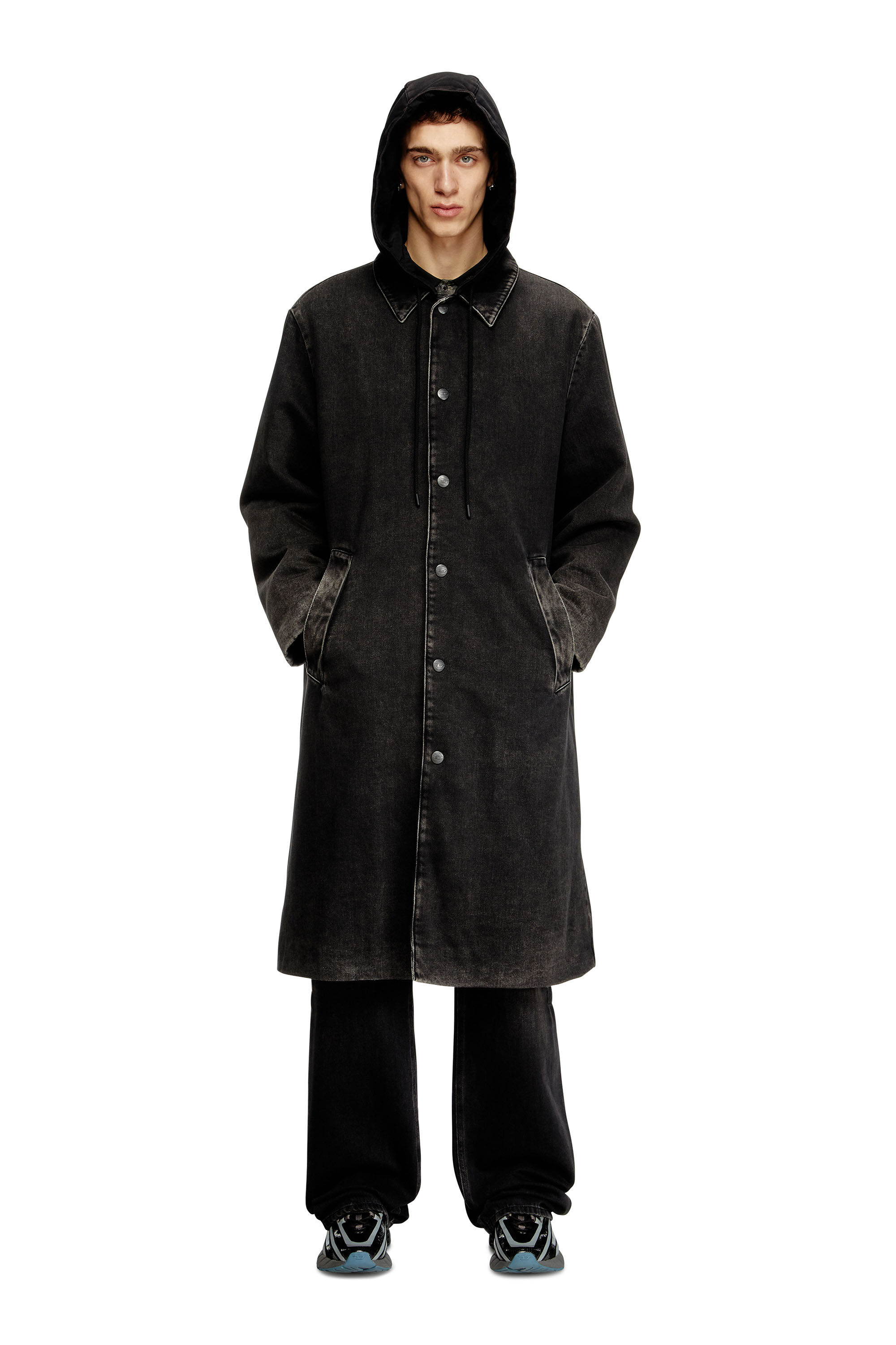 Diesel - D-JAKO-S, Man's Hybrid coat in denim and jersey in Black - 3