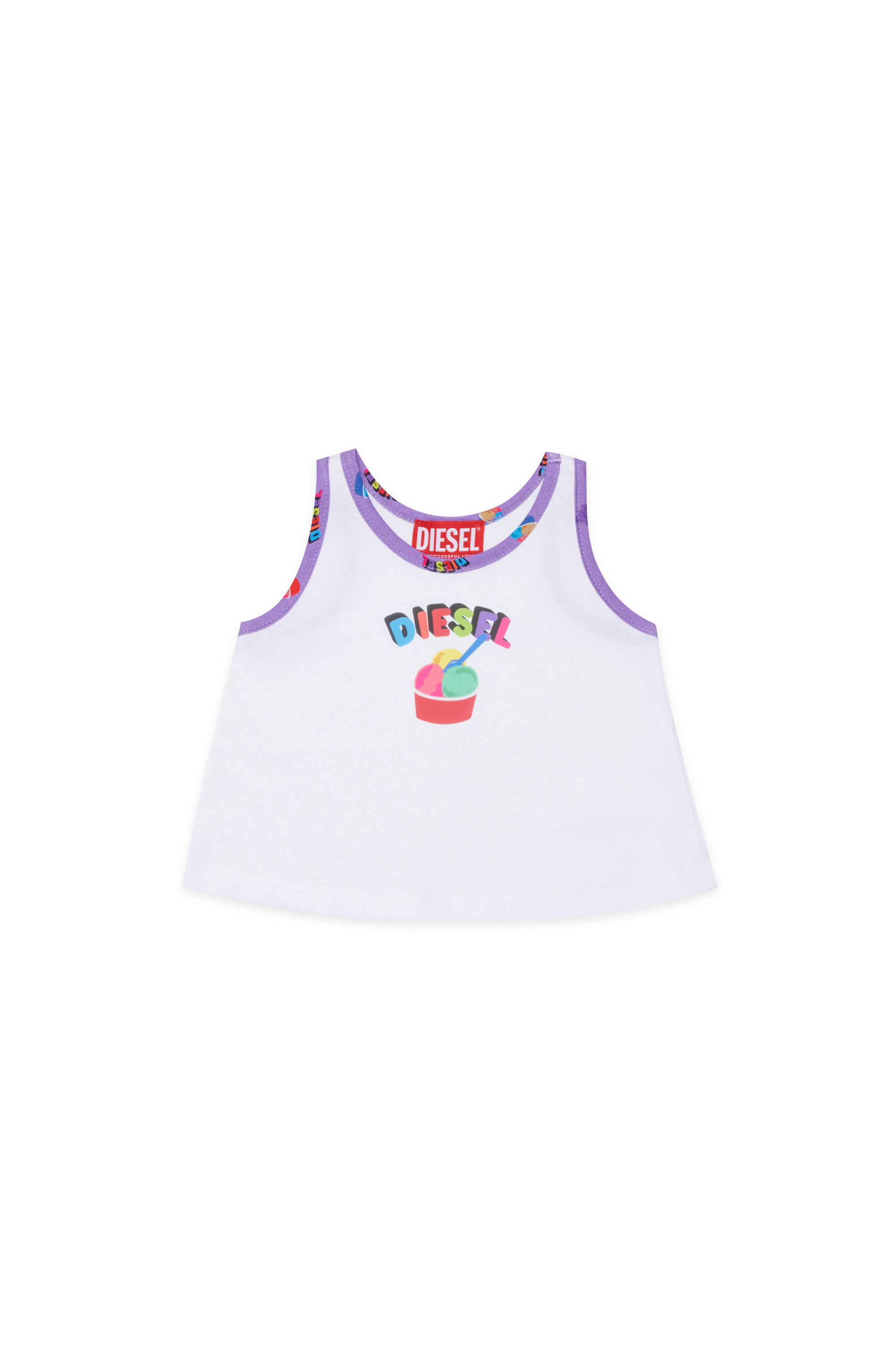 Diesel - MTICEB, Woman's Cotton tank top with ice cream print in White - 2