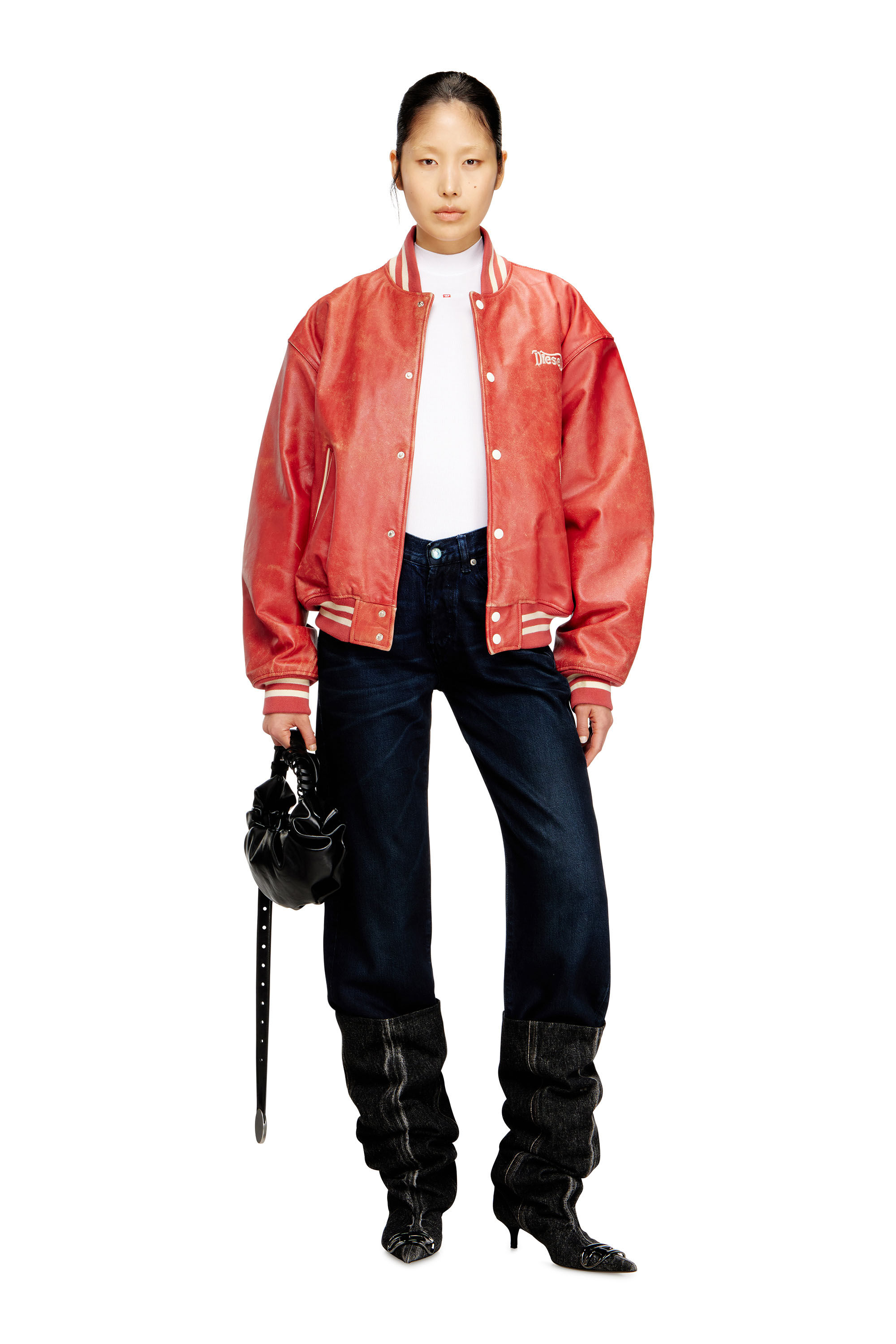 d*4様 archive diesel flare sleeve jacket Men's Denim blazer with craquelé coating | Black | Diesel