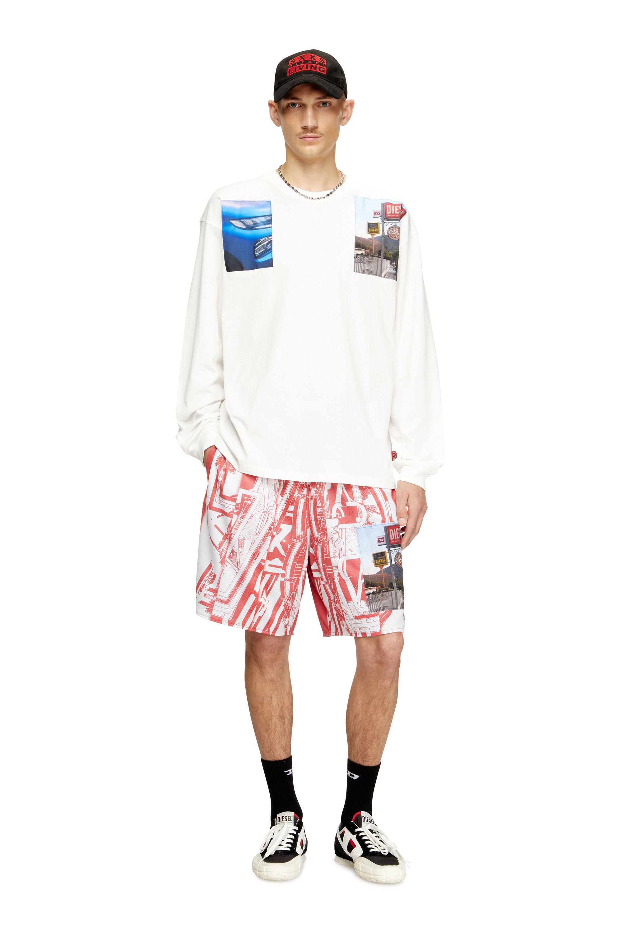 Diesel - T-BOXT-LS-T5, Man's Long-sleeve T-shirt with logo photo patches in White - 3