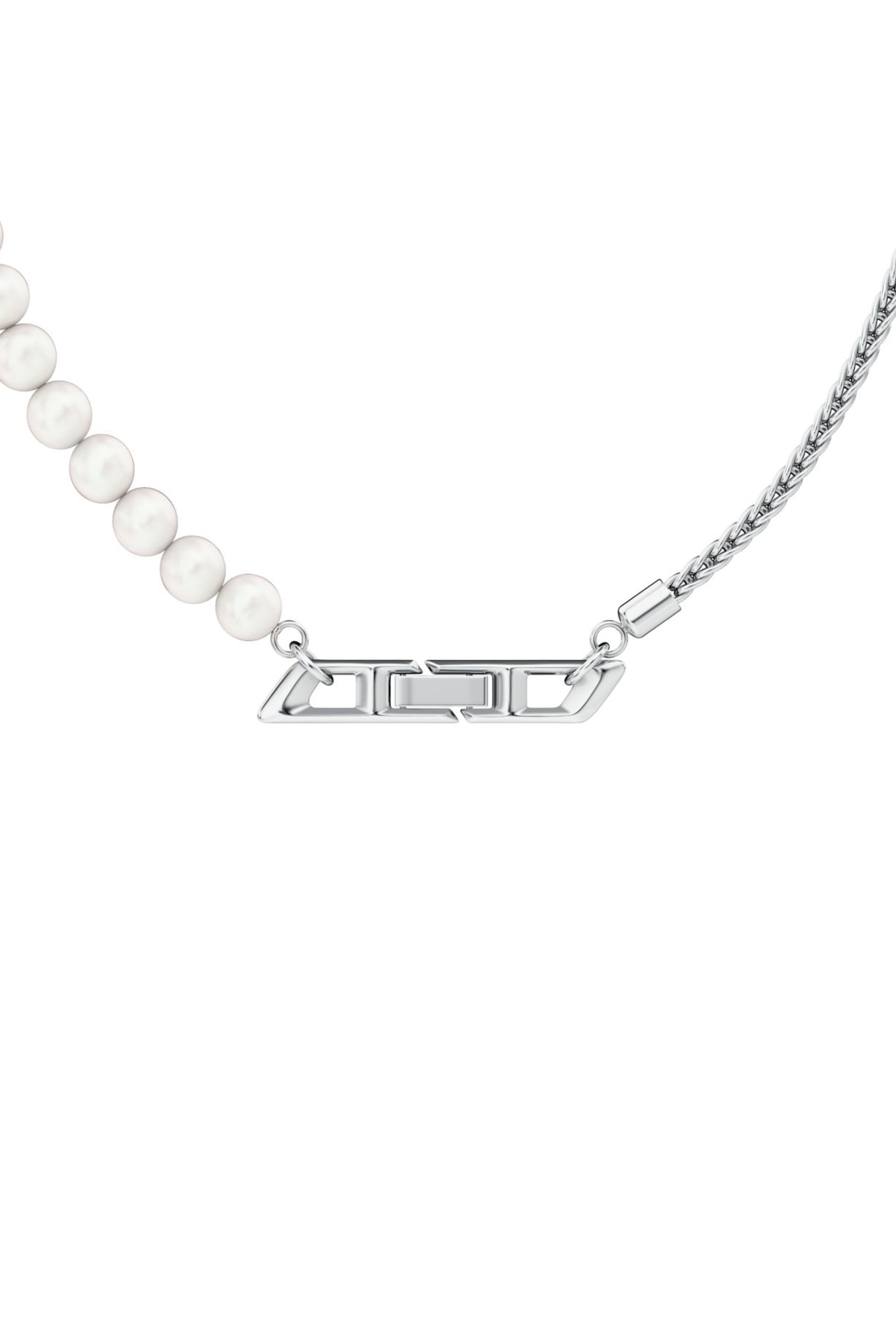 Diesel - DL1369040 STERLING SILVER JEWEL, Unisex's Sterling silver and pearl chain necklace in Silver - 2
