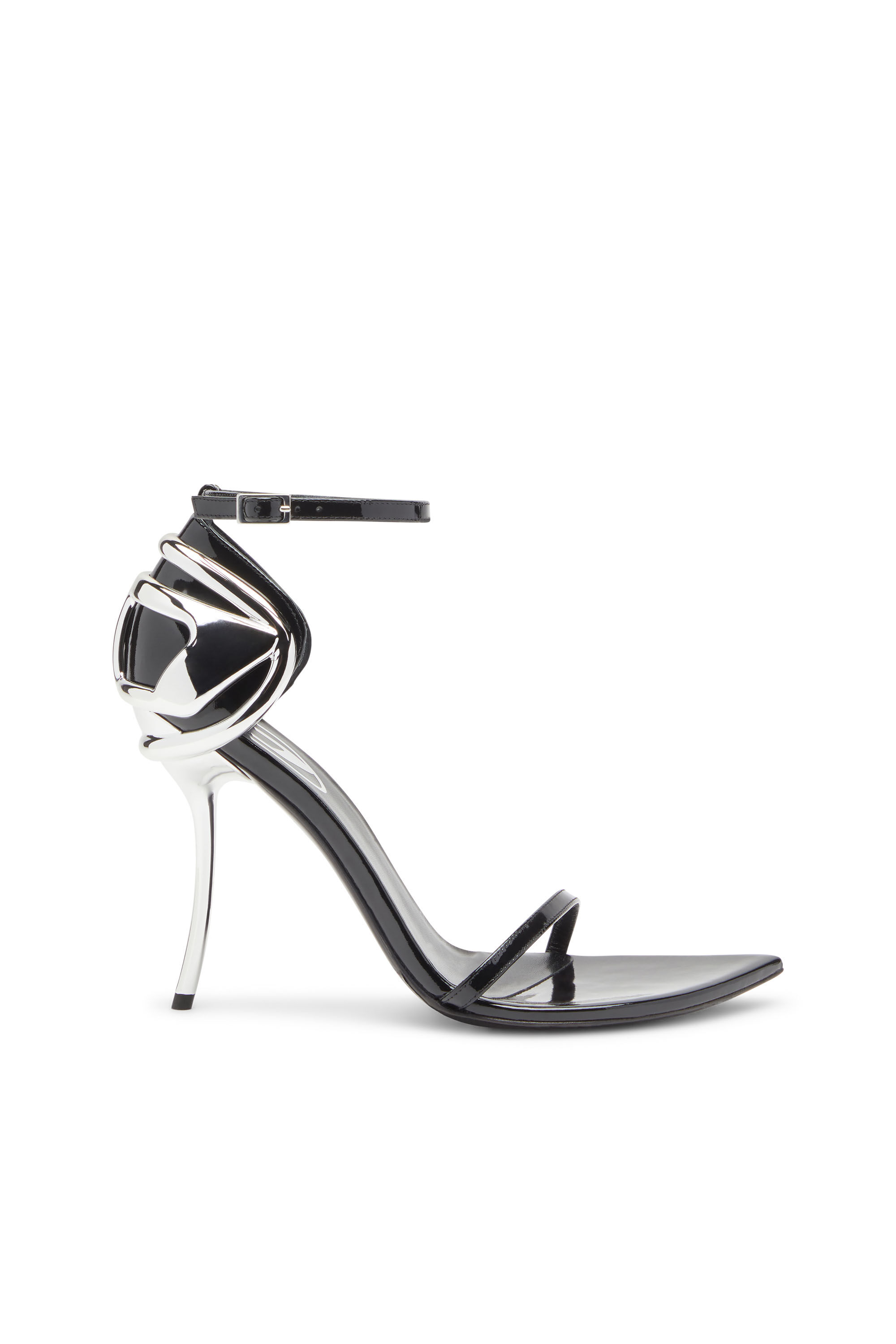 ★DIESEL★ SA Oval D PF W Sandal Black Y03284P0585H1939 Y032 Women's Sa-Oval D-Denim slide sandals with Oval D strap