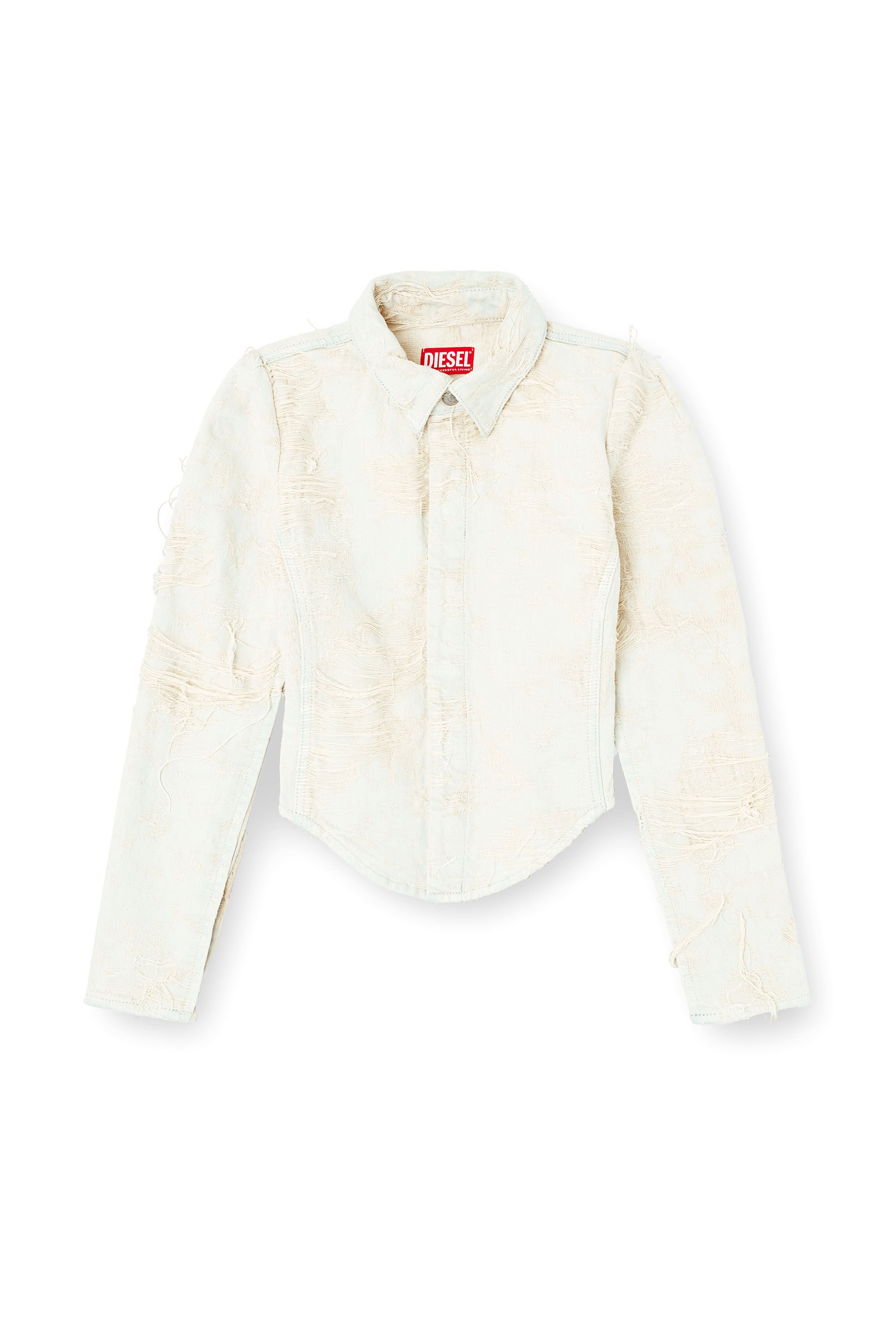 Diesel - DE-MADELINE-FSG, Woman's Shirt in jacquard denim with floating threads in White - 2