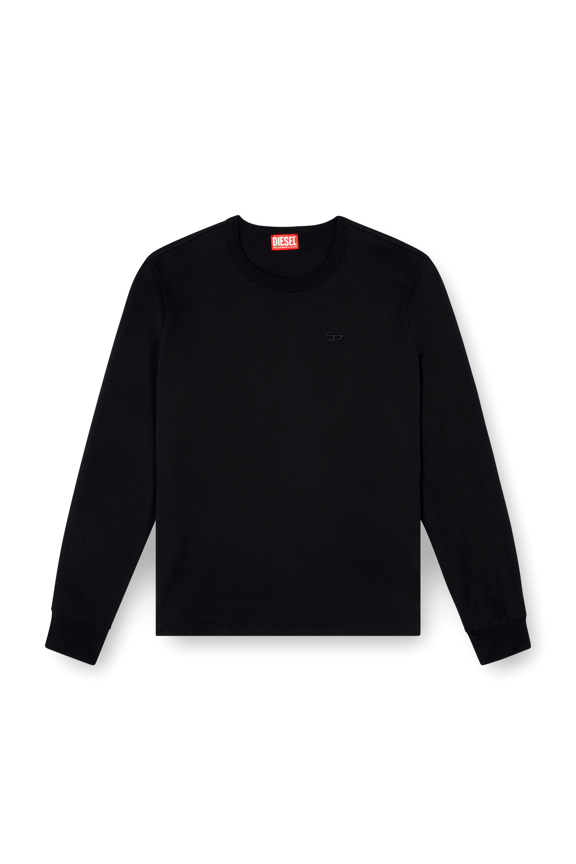 DIESEL t-adjust-ls-slits-r17 ロゴ刺繍 ロングスリーブTシャツ Men's Long-sleeve T-shirt with logo embroidery | Black | Diesel
