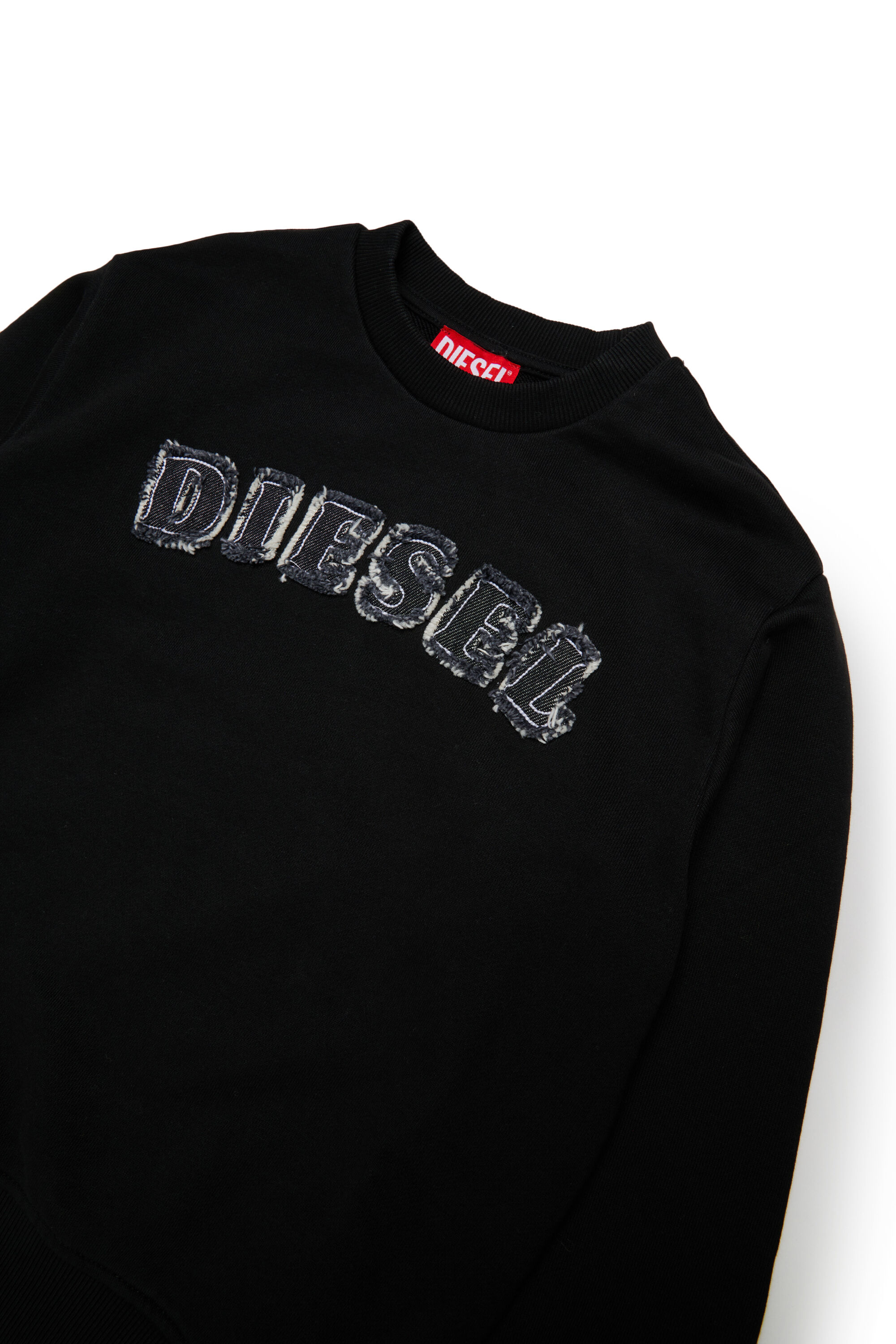 Diesel - SJEANS OVER, Man's Sweatshirt with frayed logo letters in Black - 3