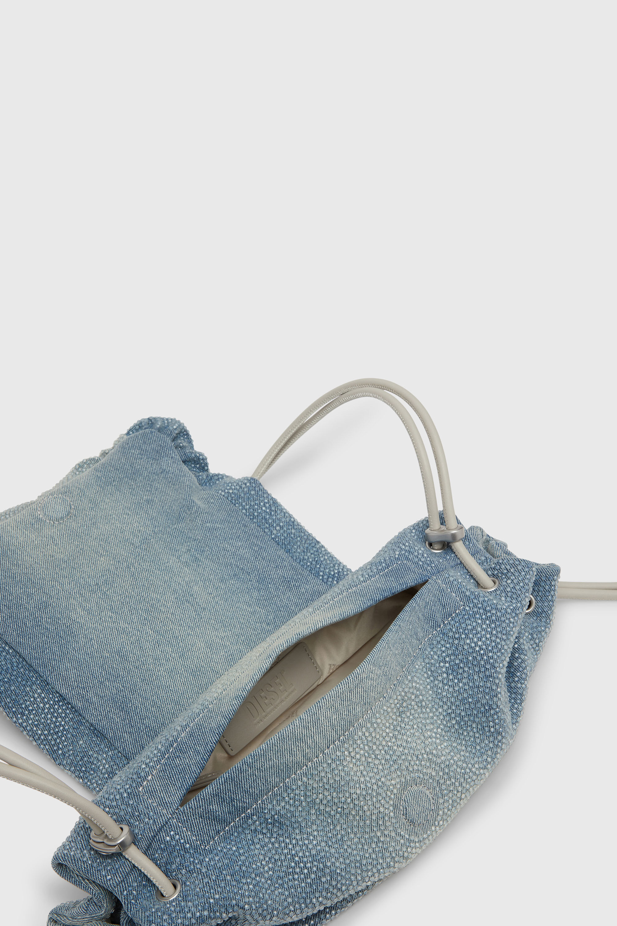 Diesel - SCRUNCH-D SHOULDER S, Woman's Scrunch-D - Shoulder bag in denim with transparent crystals in Blue - 3