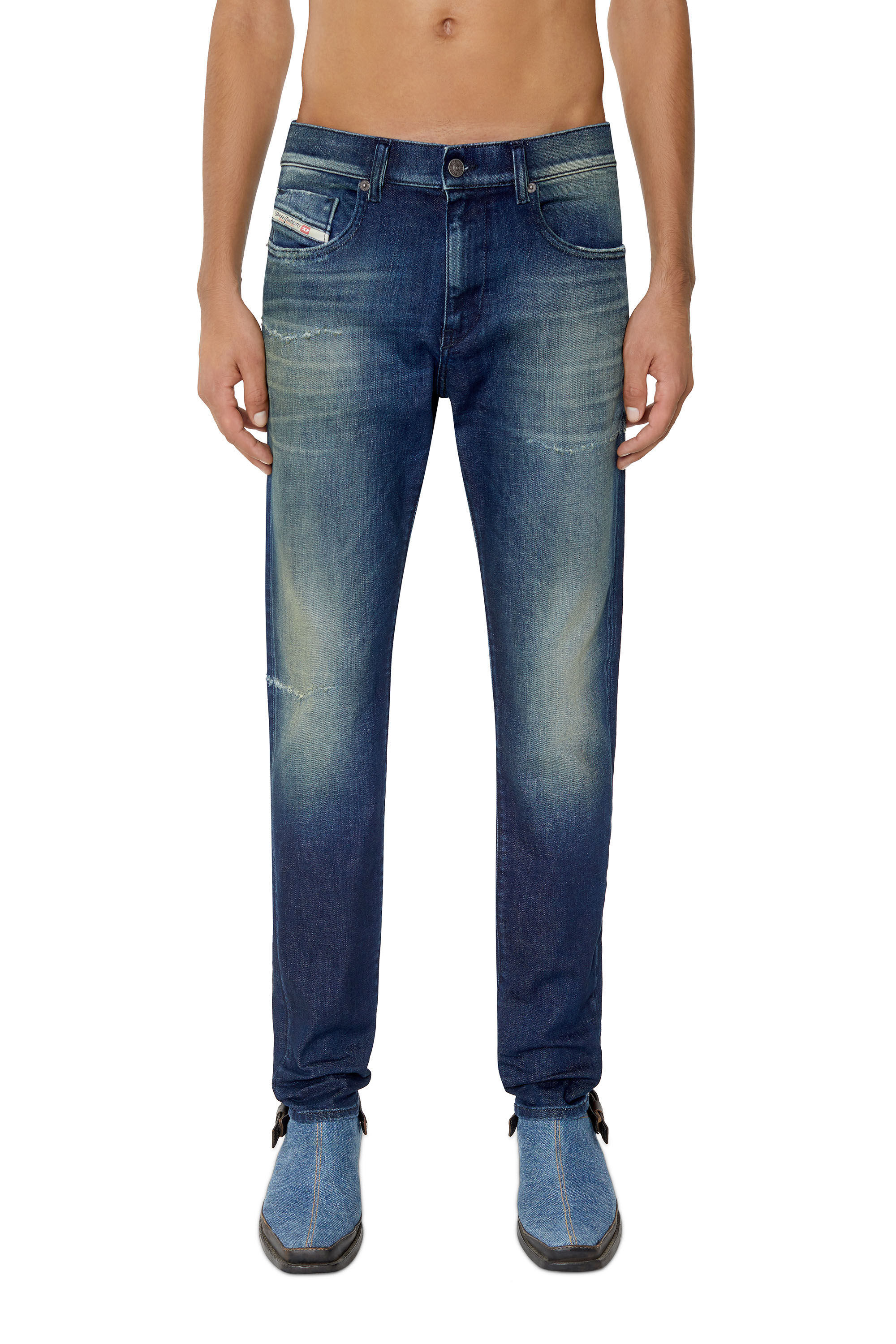 Diesel - 2019 D-Strukt 09F57 Slim Jeans, Dark Blue - Image 3