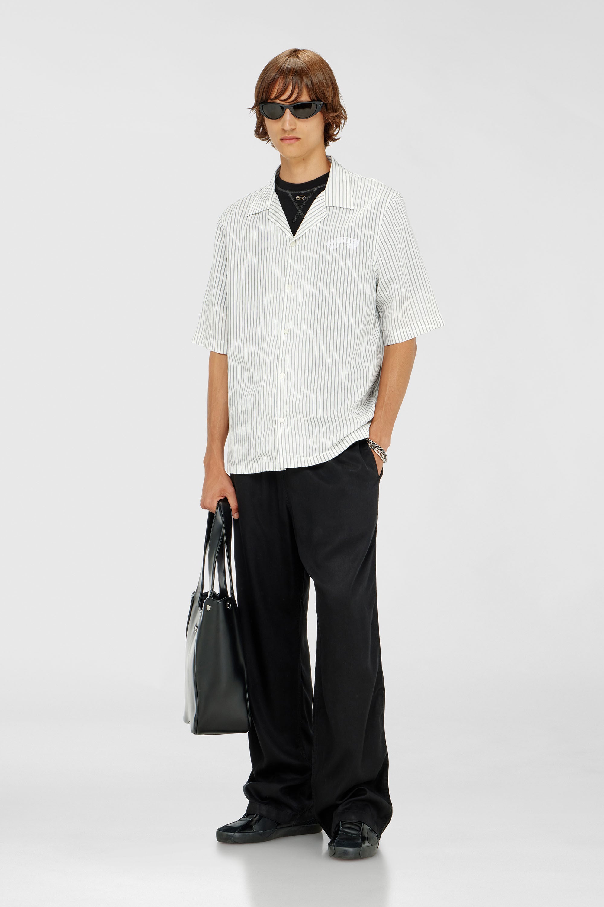 Diesel - P-DREYER-C, Man's Drawstring pants in faded twill in Black - 1