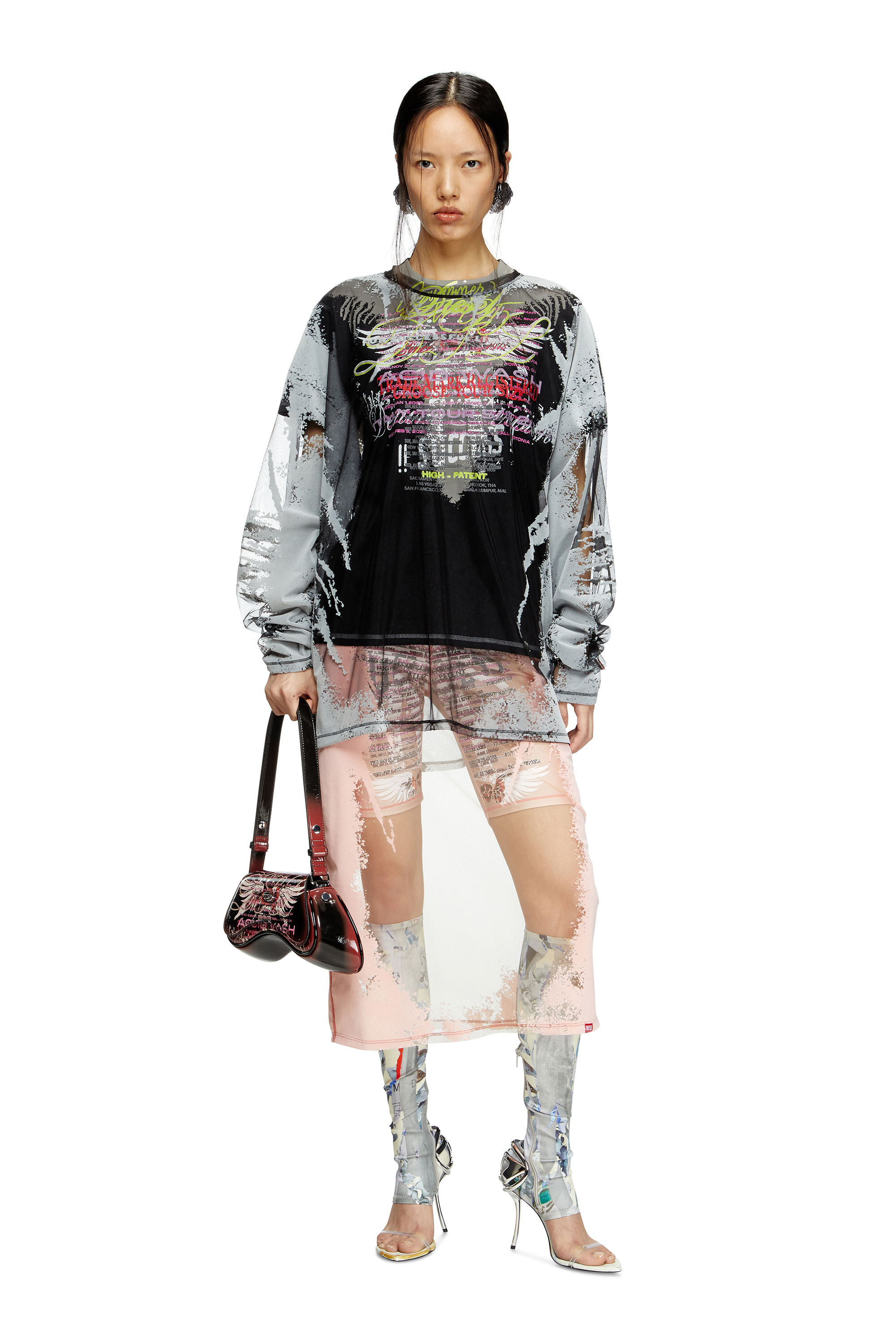 Diesel - T-NORMAC-1, Woman's Crew neck T-shirt with lyrics print in Black - 1