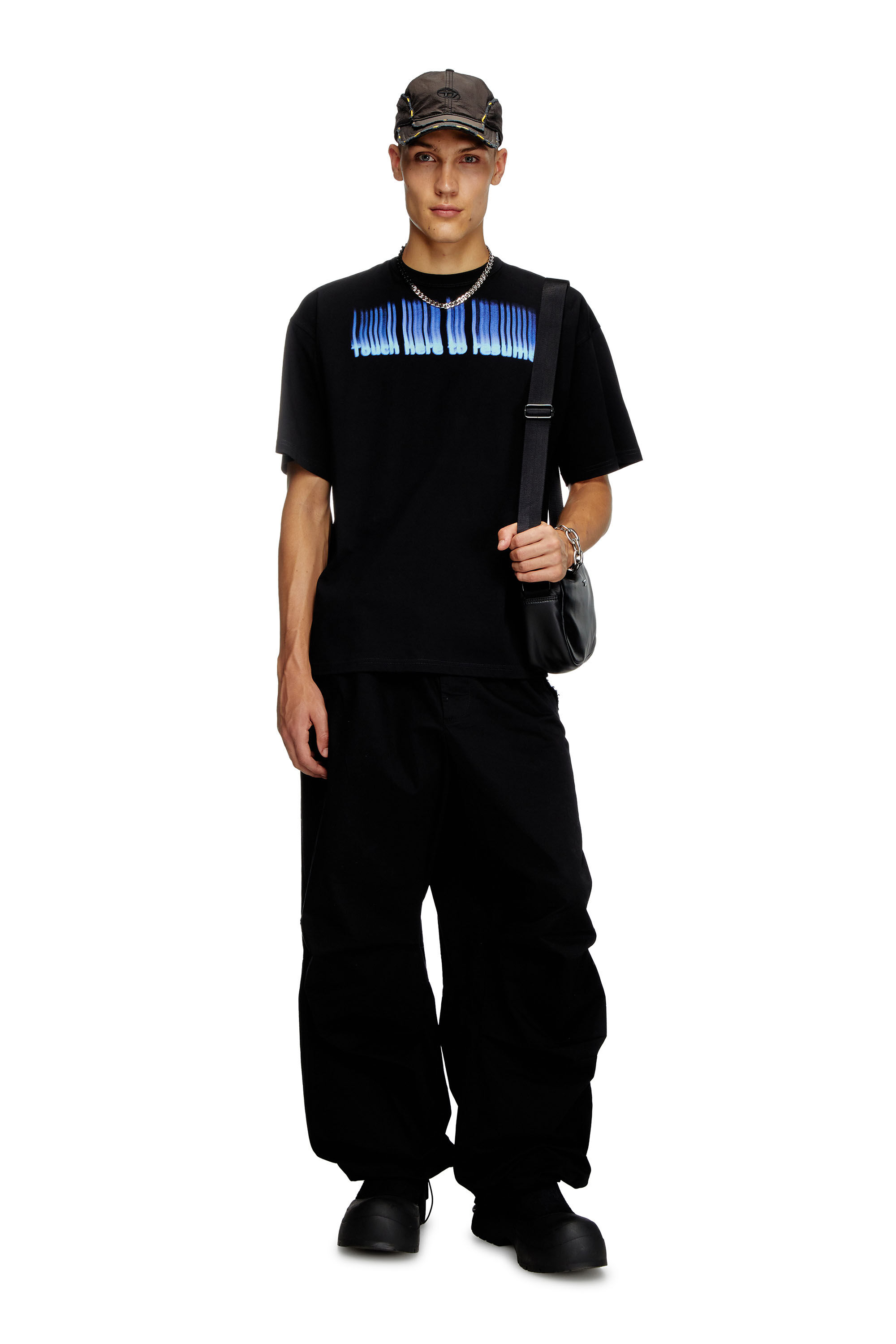 Diesel - T-BOXT-R14, Man's T-shirt with slogan print in Black - 1