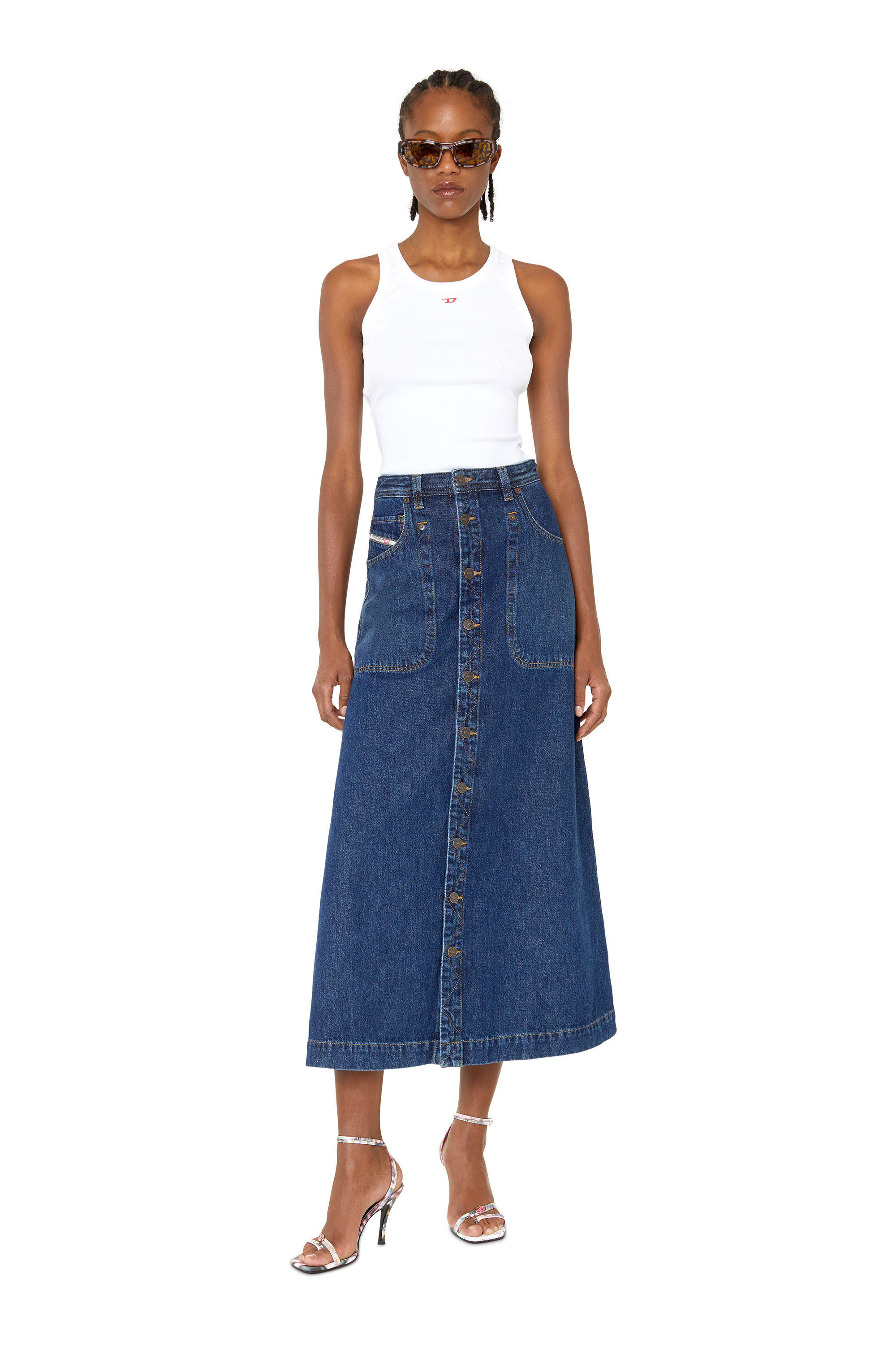 Dark blue denim best sale a line skirt