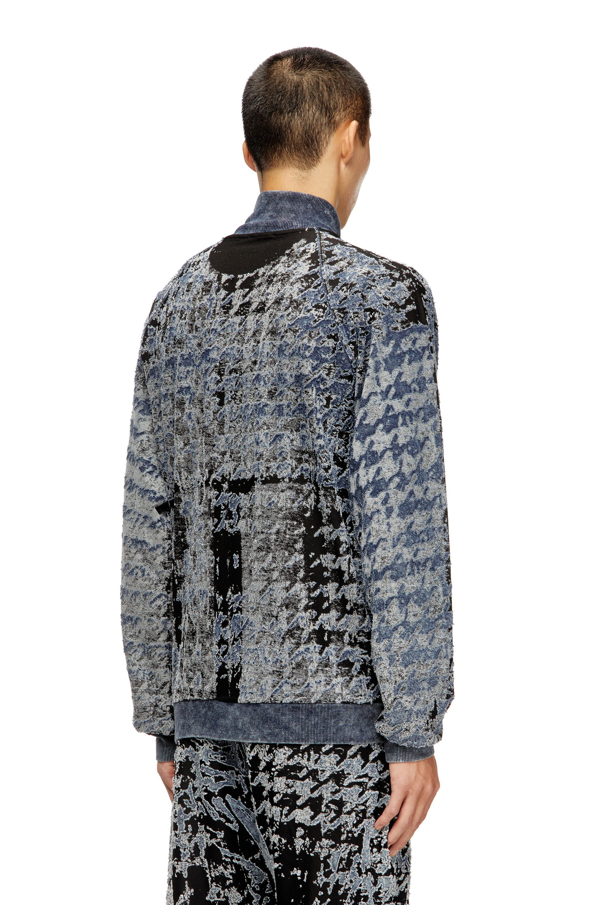 DIESEL 25FW S-Corr Devoré houndstooth S Men's Devoré houndstooth zip-up top | Multicolor | Diesel