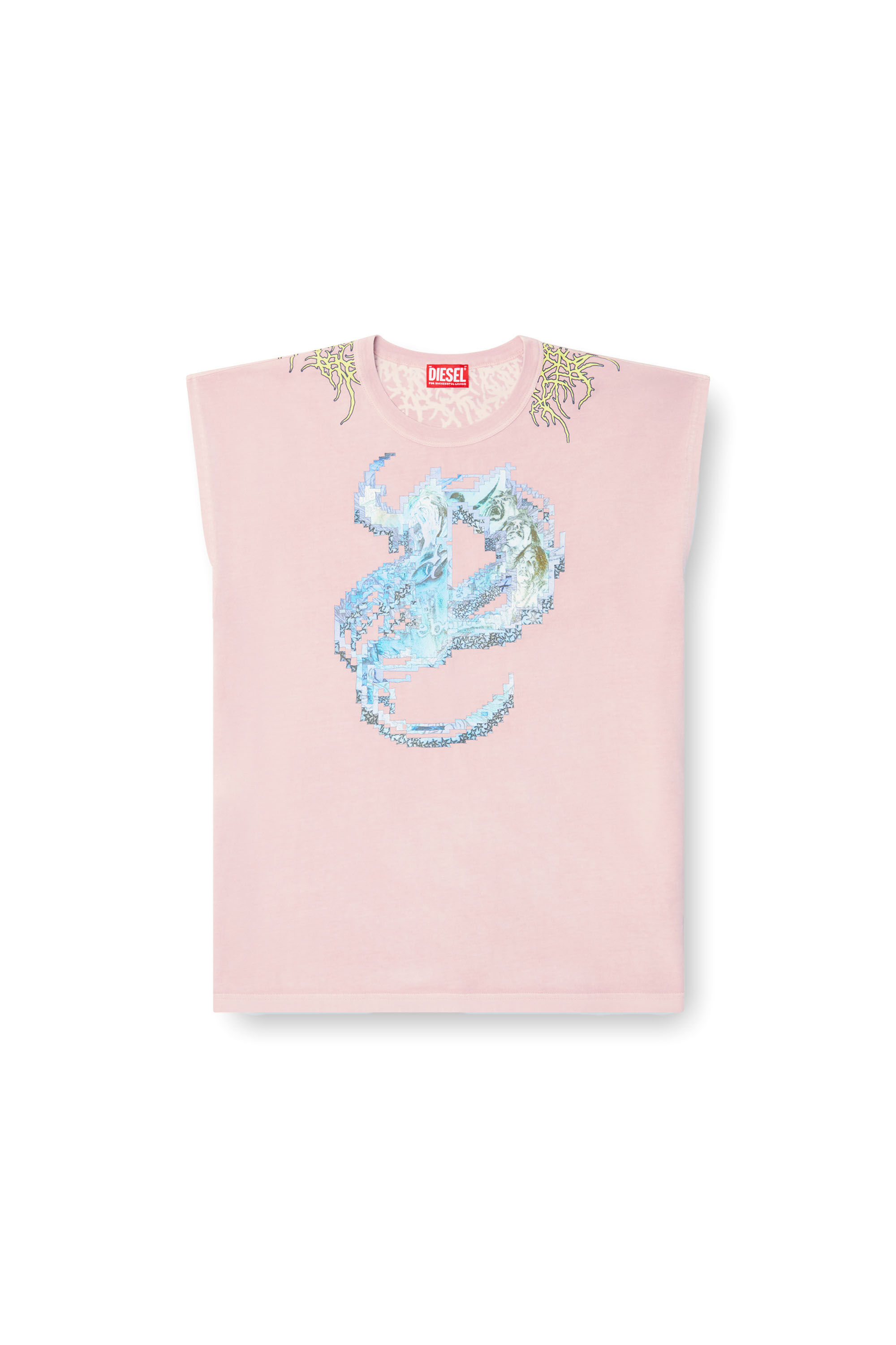 DIESEL t-boxt-sl-r1 デジタルタトゥー スリーブレストップ Men's Tank top with tattoo graphics | Pink | Diesel